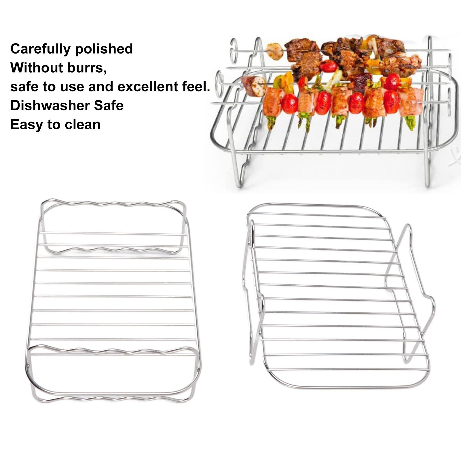 Fryer Rack Stainless Steel Skewer Rack Fryer Steaming Rack with Anti Scalding view 15