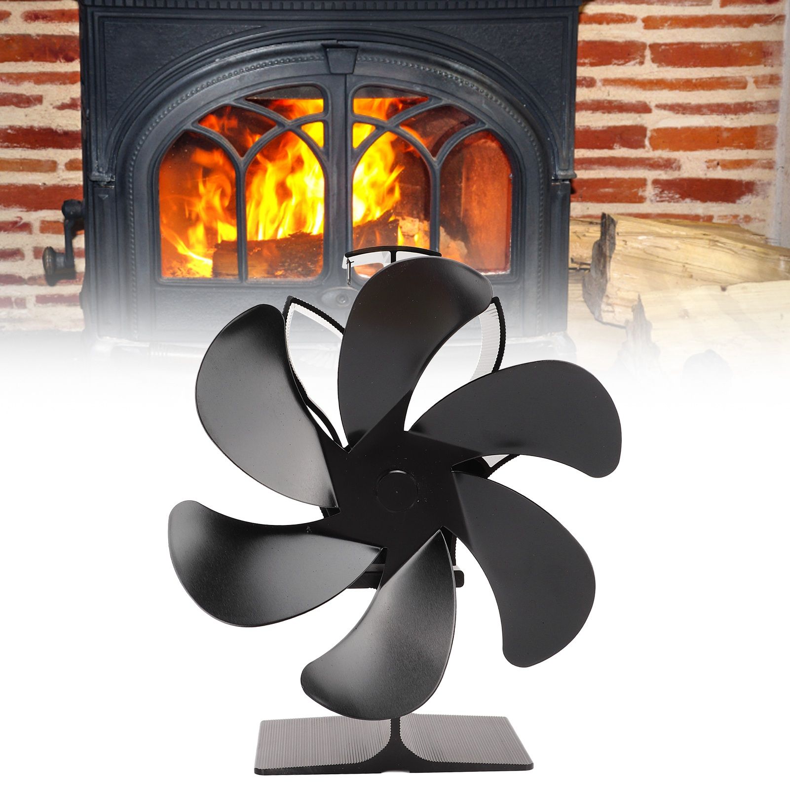 6 Blade Stove Eco Fan Black High Temperature Resistant Self Starting Energy view 10