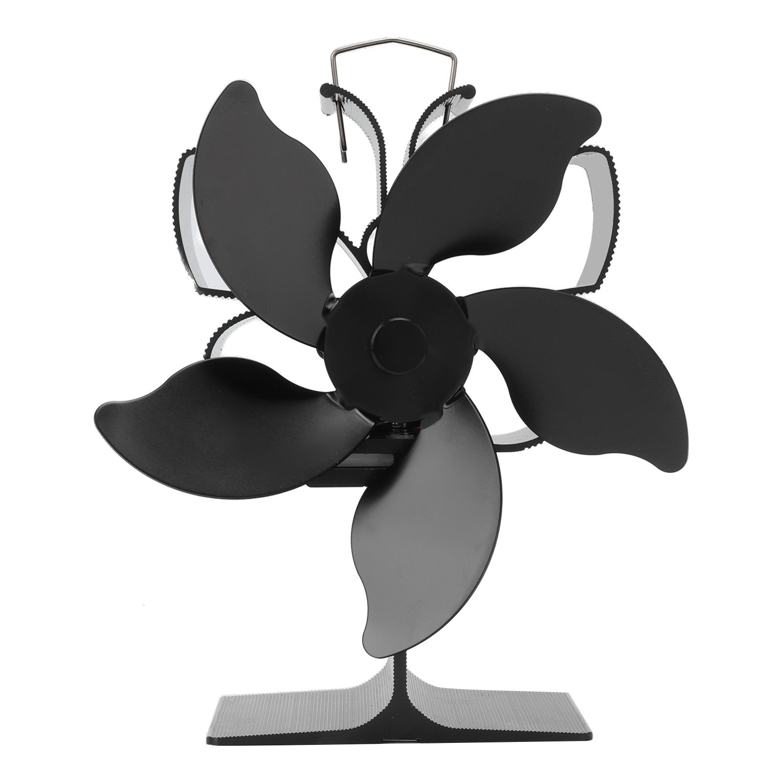 Heat Powered Fireplace Fan Black Stove Fan 5 Blades Thermal Power High