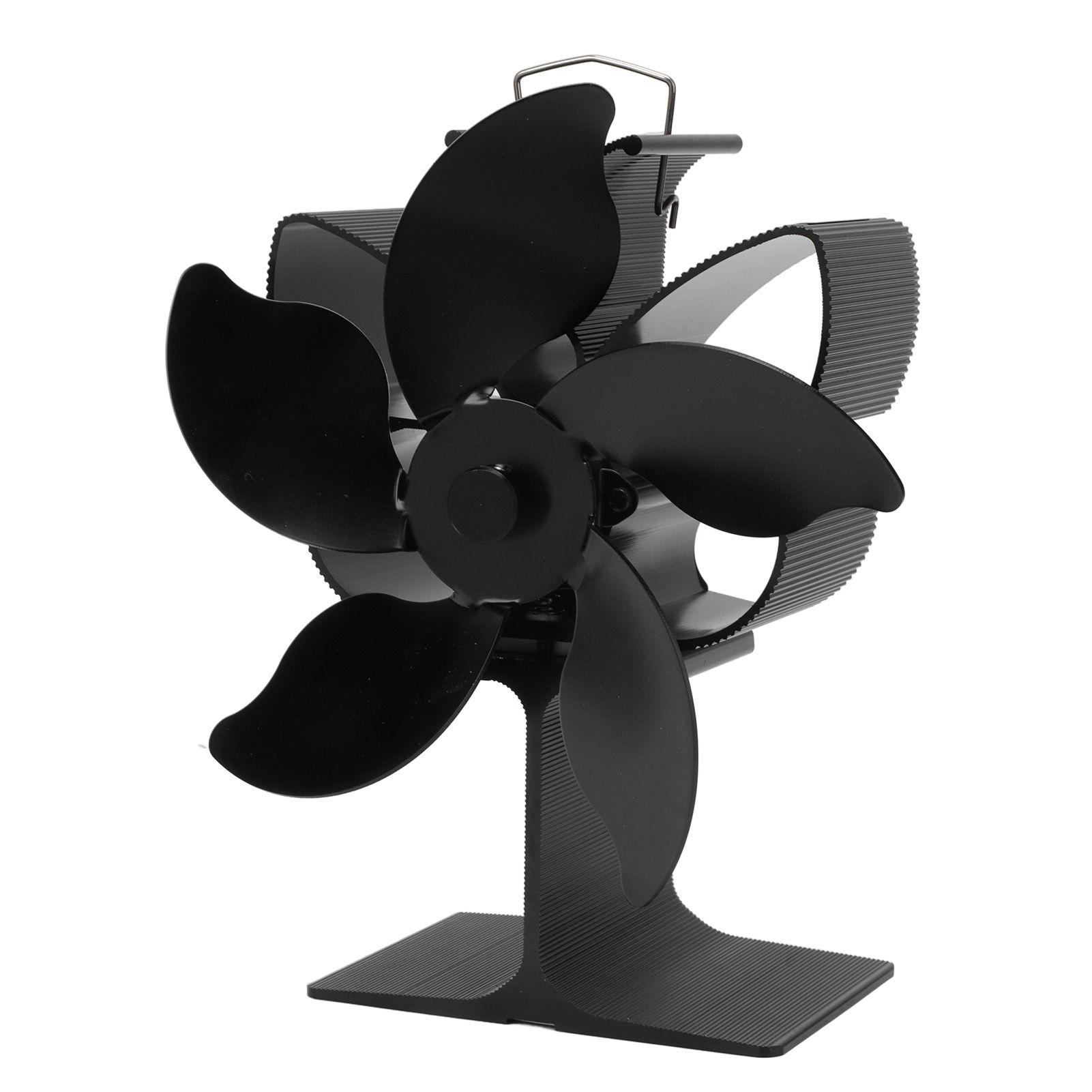 Heat Powered Fireplace Fan Black Stove Fan 5 Blades Thermal Power High view 2