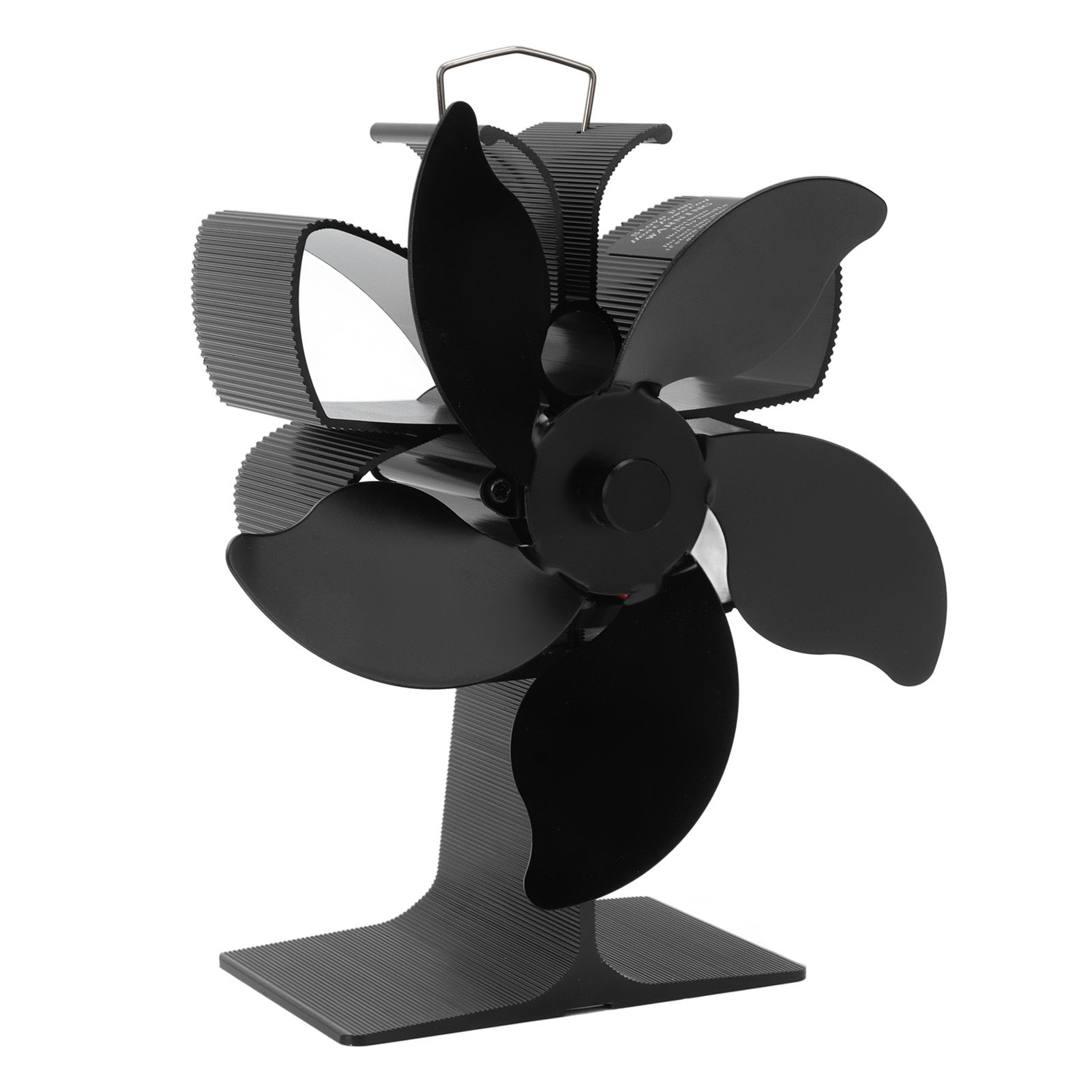 Heat Powered Fireplace Fan Black Stove Fan 5 Blades Thermal Power High view 3