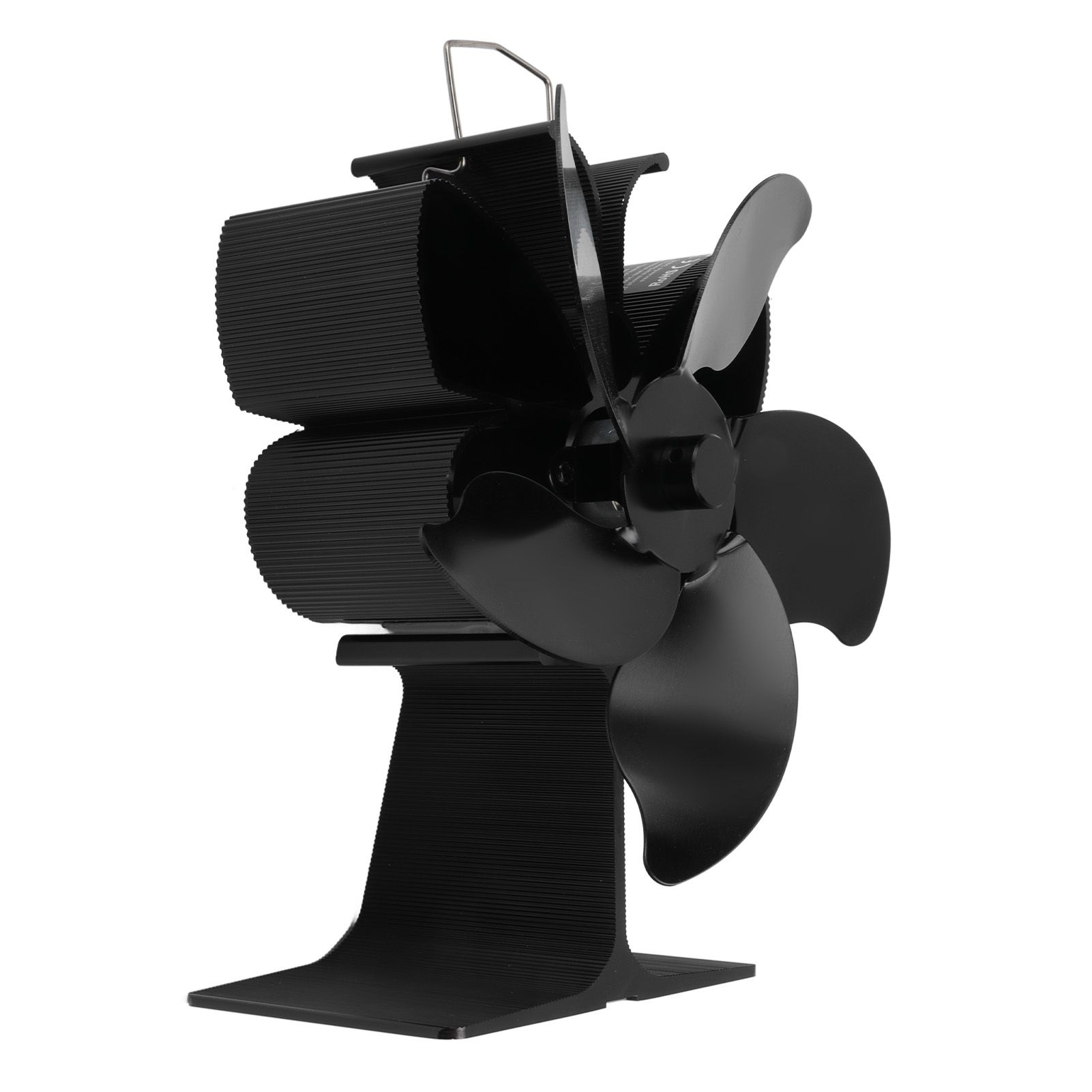 Heat Powered Fireplace Fan Black Stove Fan 5 Blades Thermal Power High view 4