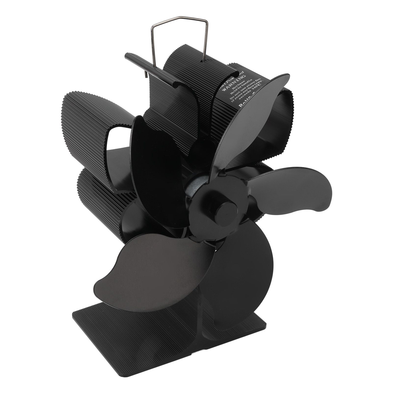 Heat Powered Fireplace Fan Black Stove Fan 5 Blades Thermal Power High view 5
