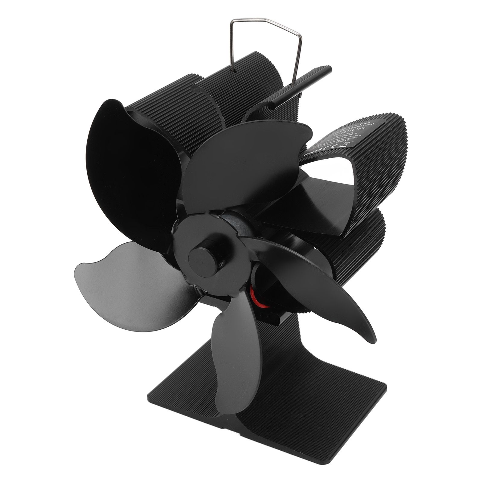 Heat Powered Fireplace Fan Black Stove Fan 5 Blades Thermal Power High view 6