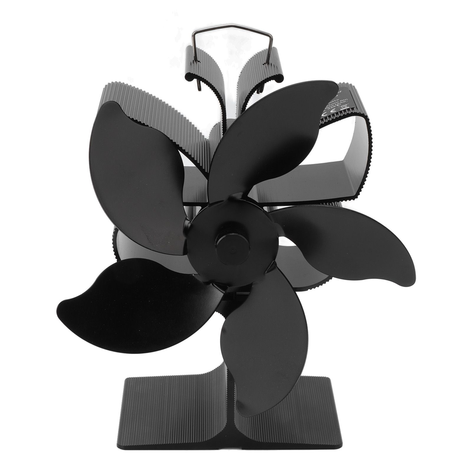 Heat Powered Fireplace Fan Black Stove Fan 5 Blades Thermal Power High view 7