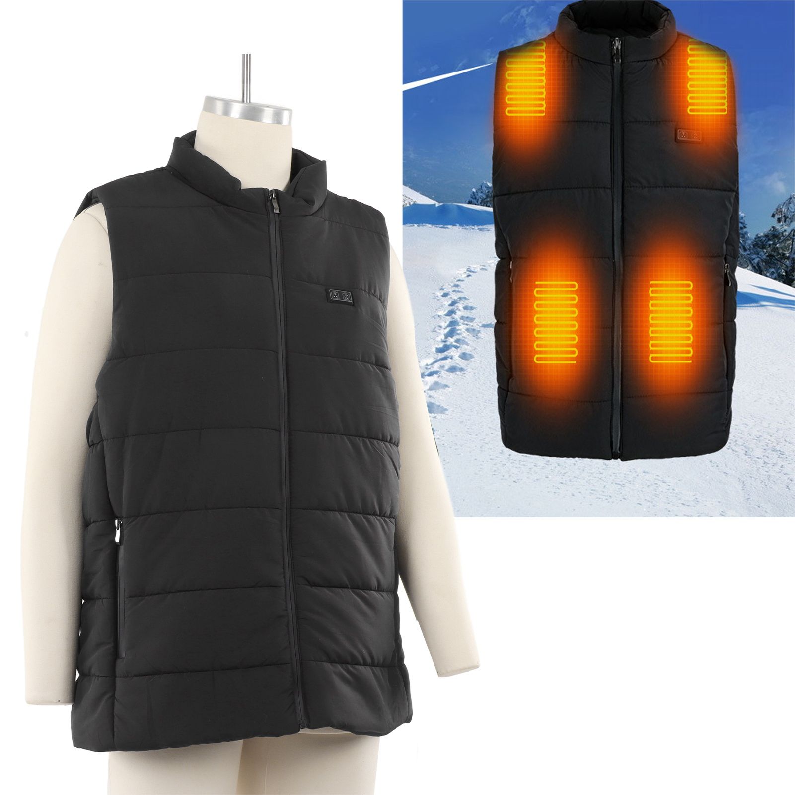 USB Heating Down Vest Dual Control Smart Electric Vest Men Women Winter view 11