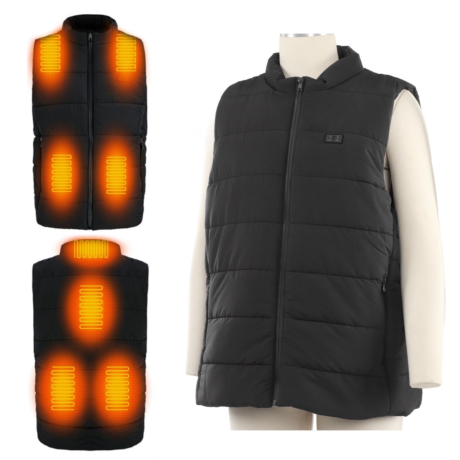 USB Heating Down Vest Dual Control Smart Electric Vest Men Women Winter view 12