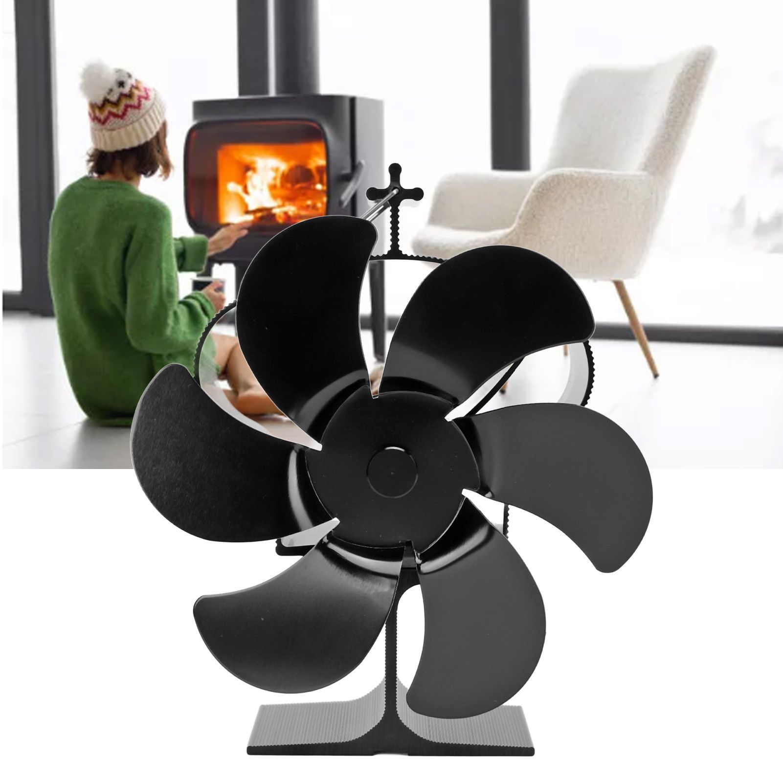 6 Blades Heat Powered Fireplace Fan Self Starting Eco Friendly Wood Stove Fan view 11
