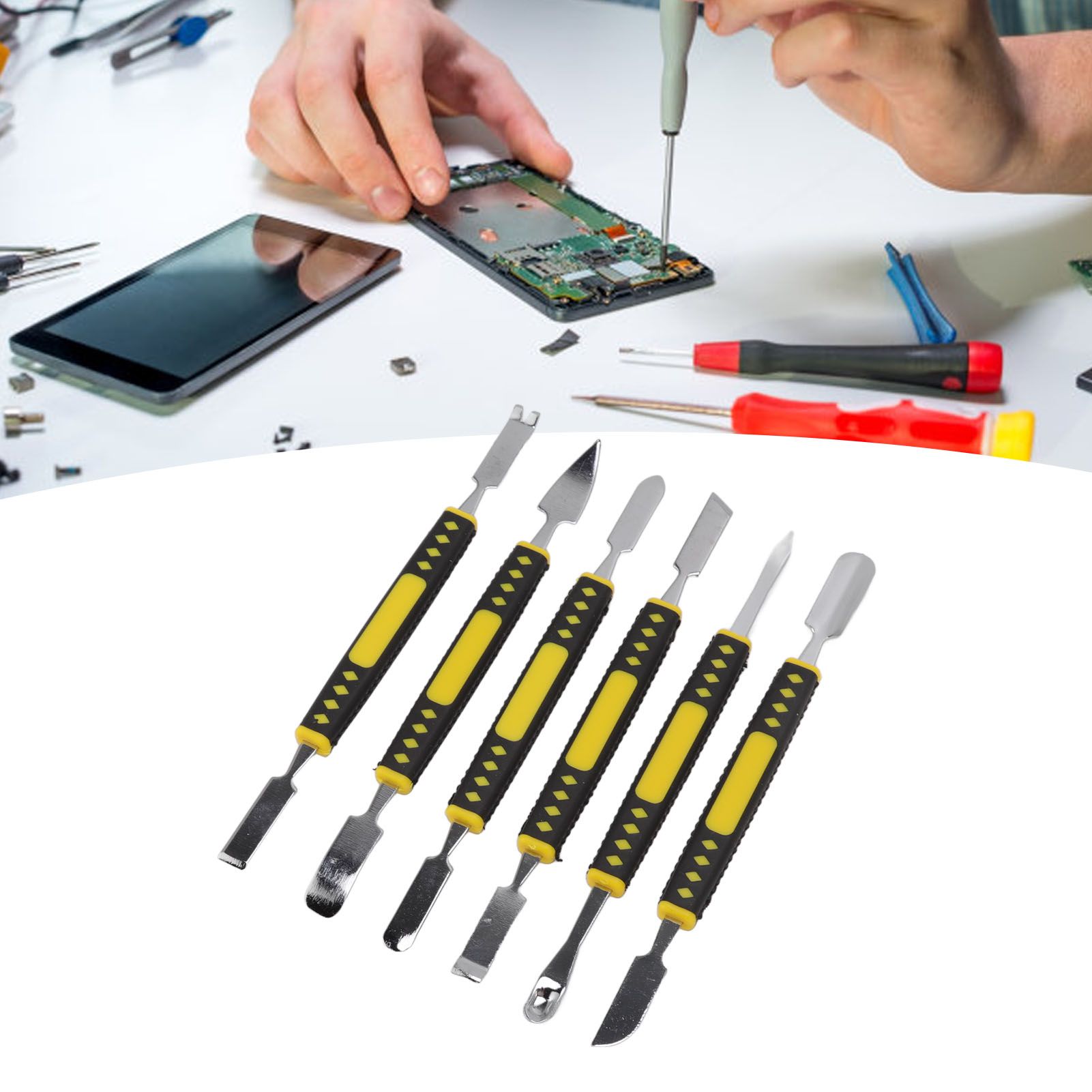 6Pcs Spudger Opening Pry Tool ABS Handle Alloy Steel Bar for Electronic view 11