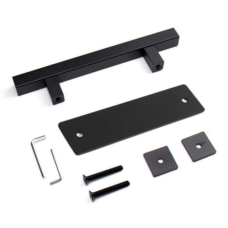 Sliding Barn Door Handle Flat Back Plate Double Sided Rectangular Black Door