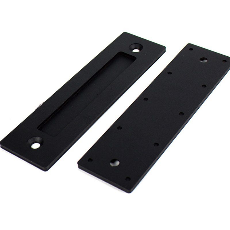 Sliding Barn Door Handle Flat Back Plate Double Sided Rectangular Black Door view 3