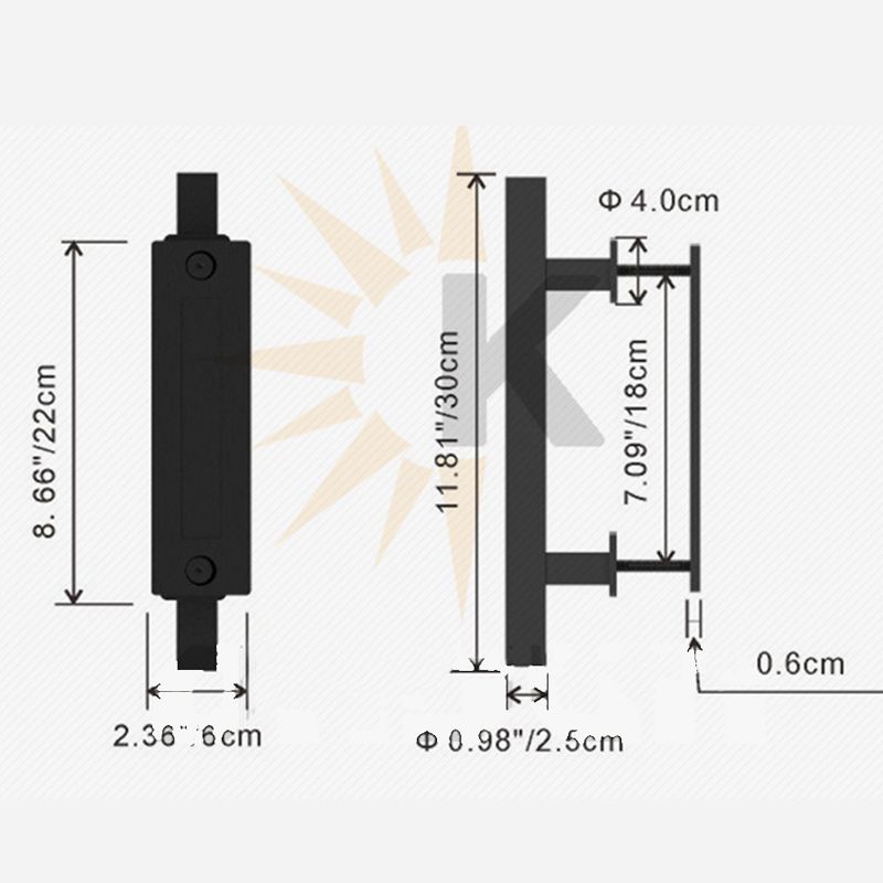 Sliding Barn Door Handle Flat Back Plate Double Sided Rectangular Black Door view 5