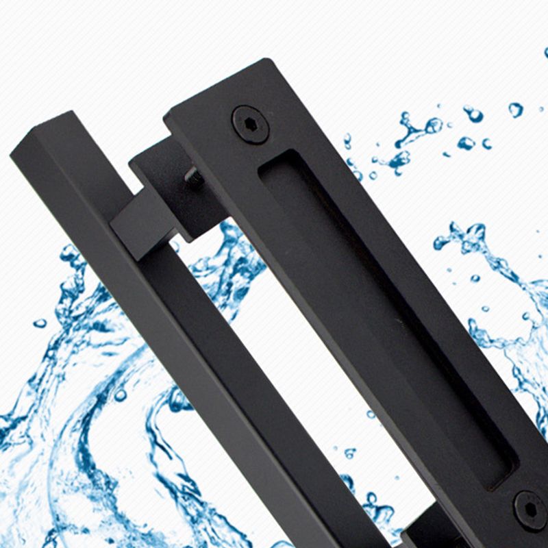 Sliding Barn Door Handle Flat Back Plate Double Sided Rectangular Black Door view 6
