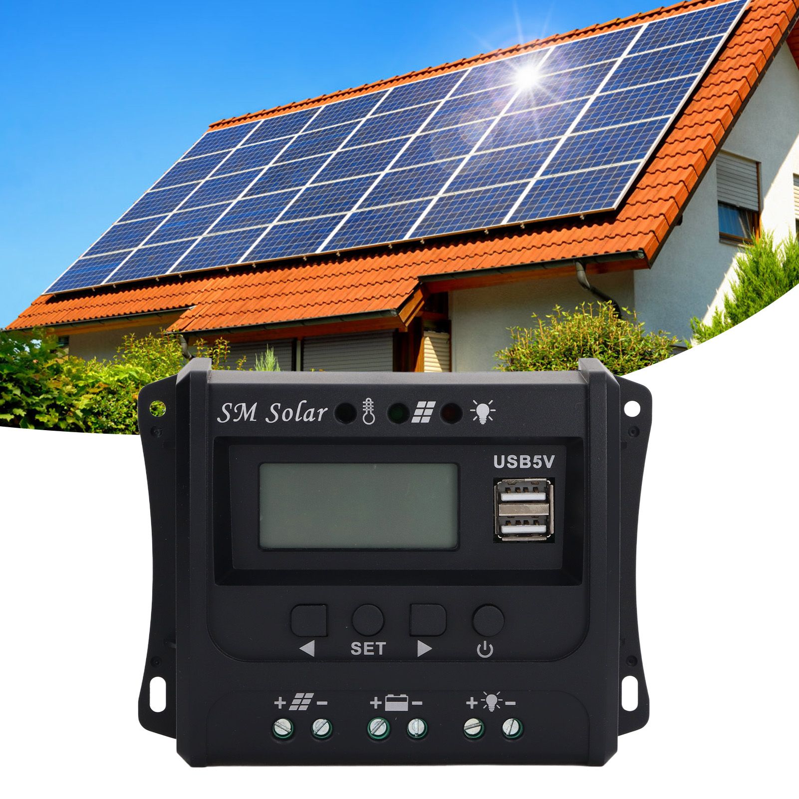 Solar Panel Controller 3 Stage PWM Charging Intelligent Microcontroller ABS view 11