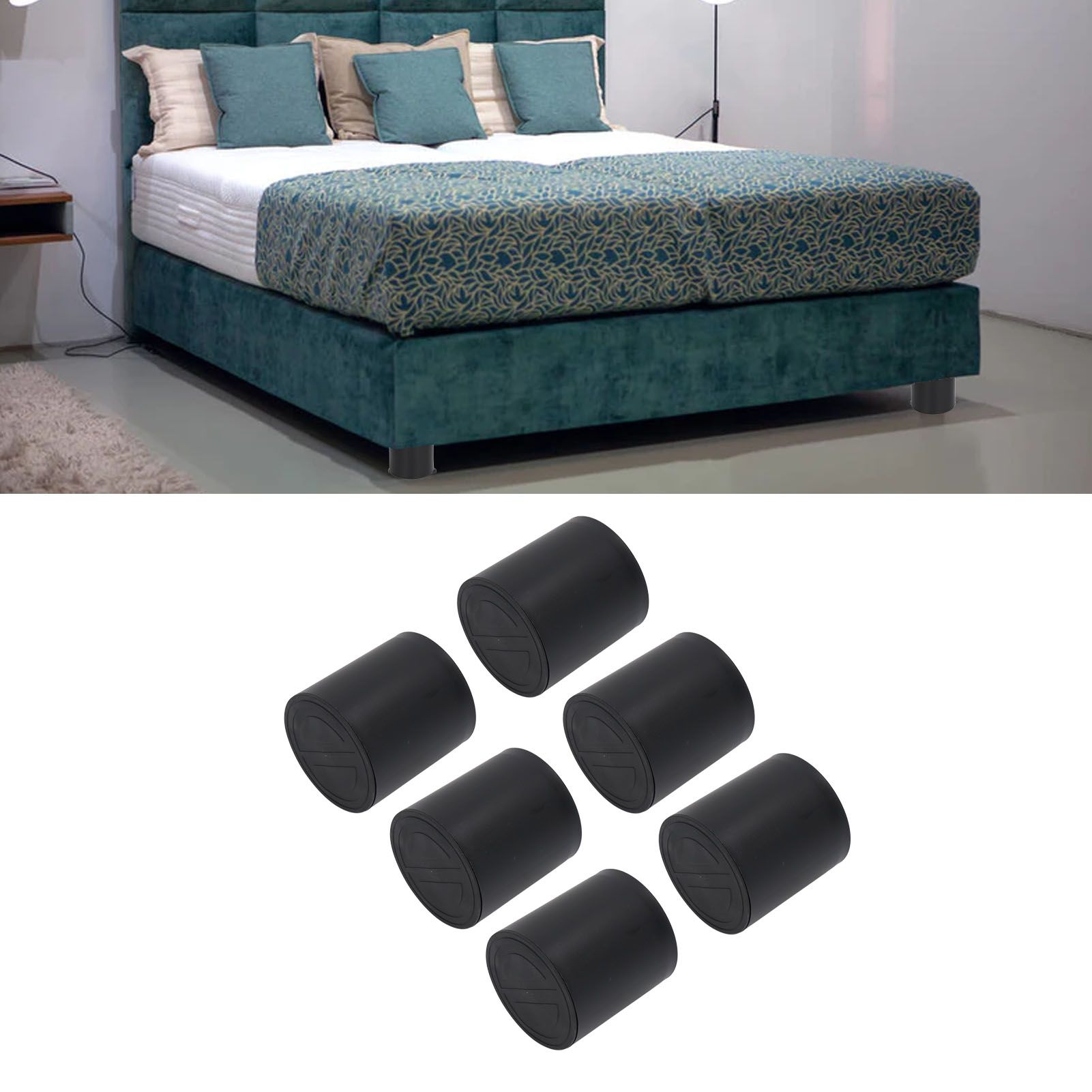 6PCS Furniture Leg Extender Plastic Round 4in Rise Black Furniture Risers for view 11