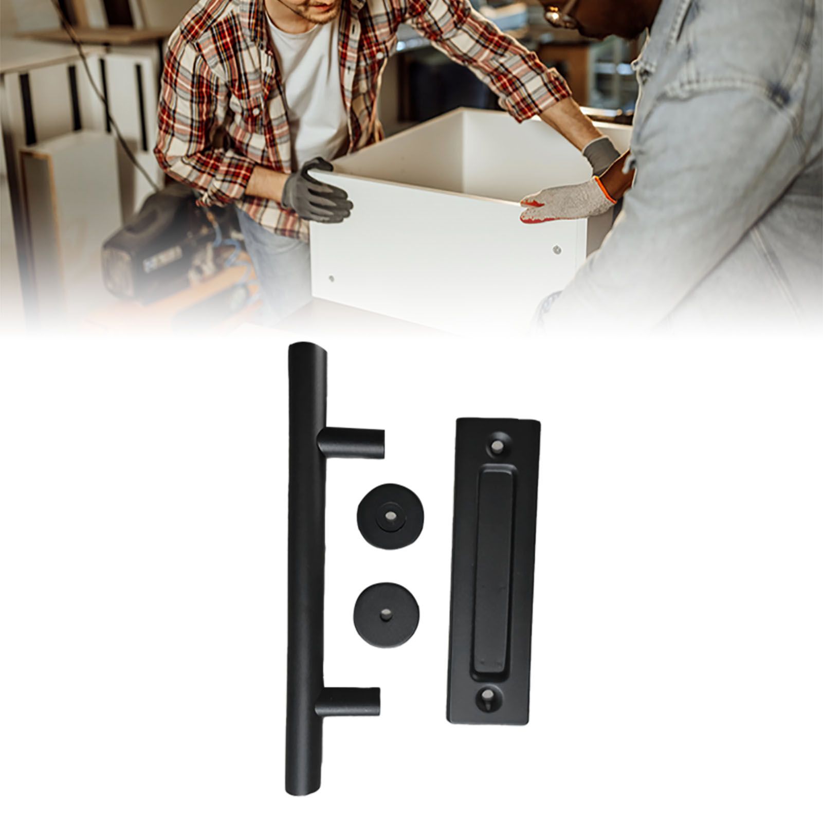 Sliding Barn Door Handle Carbon Steel 4.8mm Thick Double Sided Barn Door Push view 6