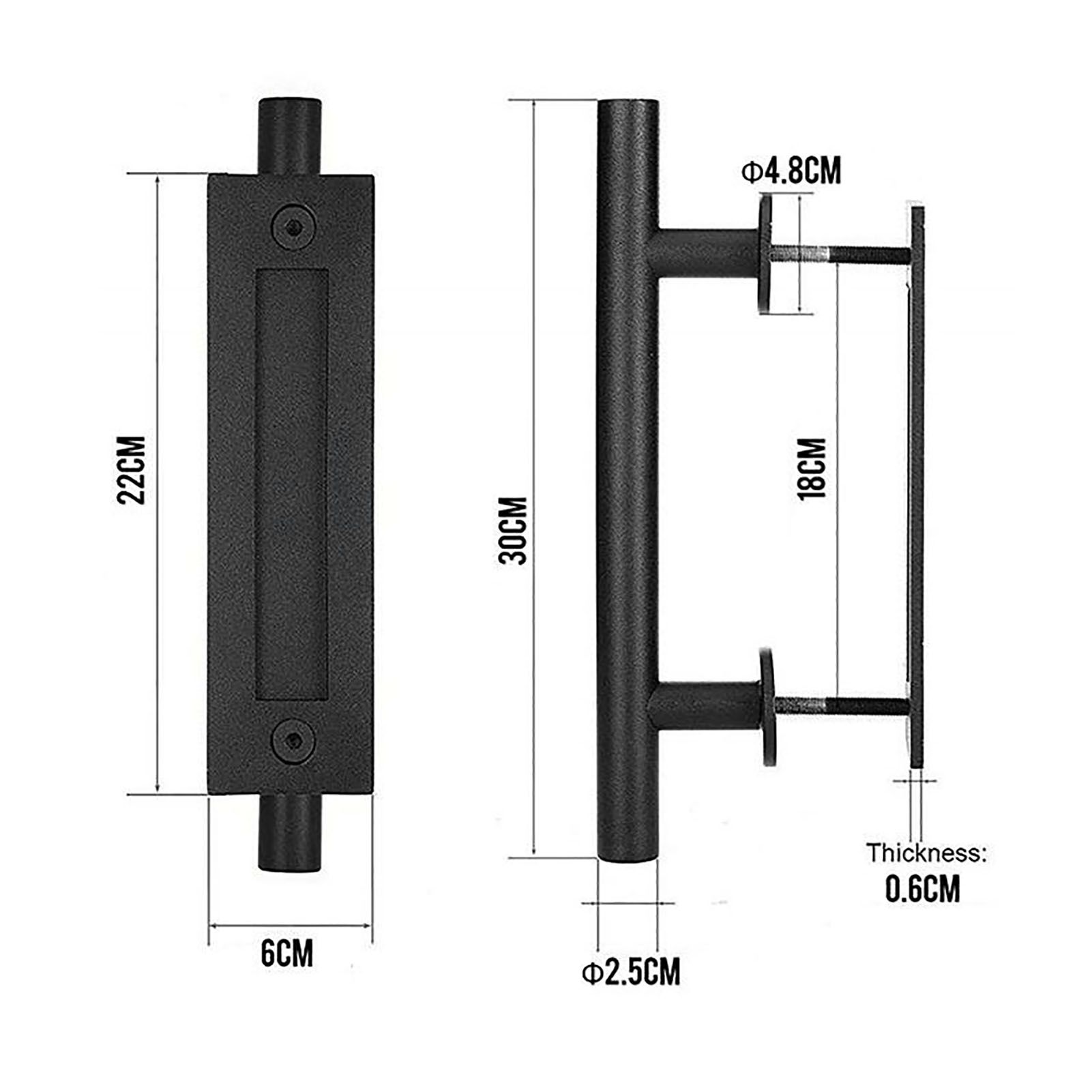 Sliding Barn Door Handle Carbon Steel 4.8mm Thick Double Sided Barn Door Push view 10