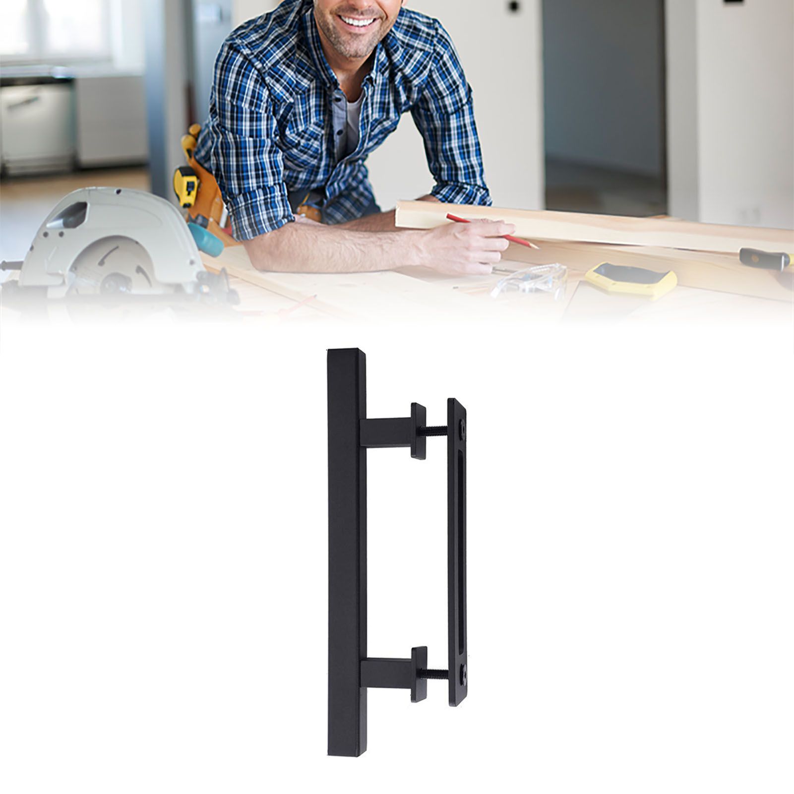 Sliding Barn Door Handle Carbon Steel 4.8mm Thick Double Sided Barn Door Push view 5