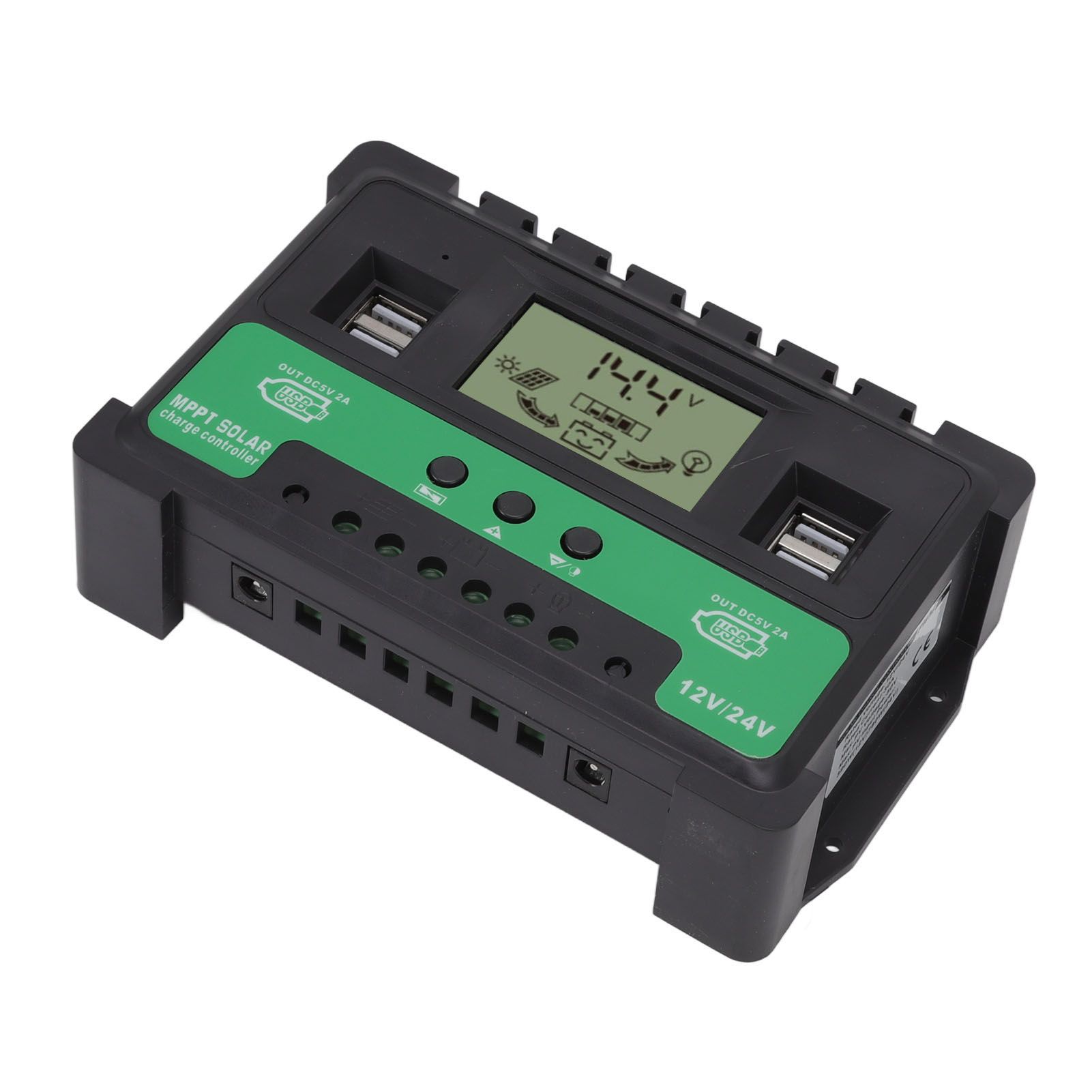 Solar Controller 12V 24V Charge Discharge PV Regulator LCD Display Dual USB view 6