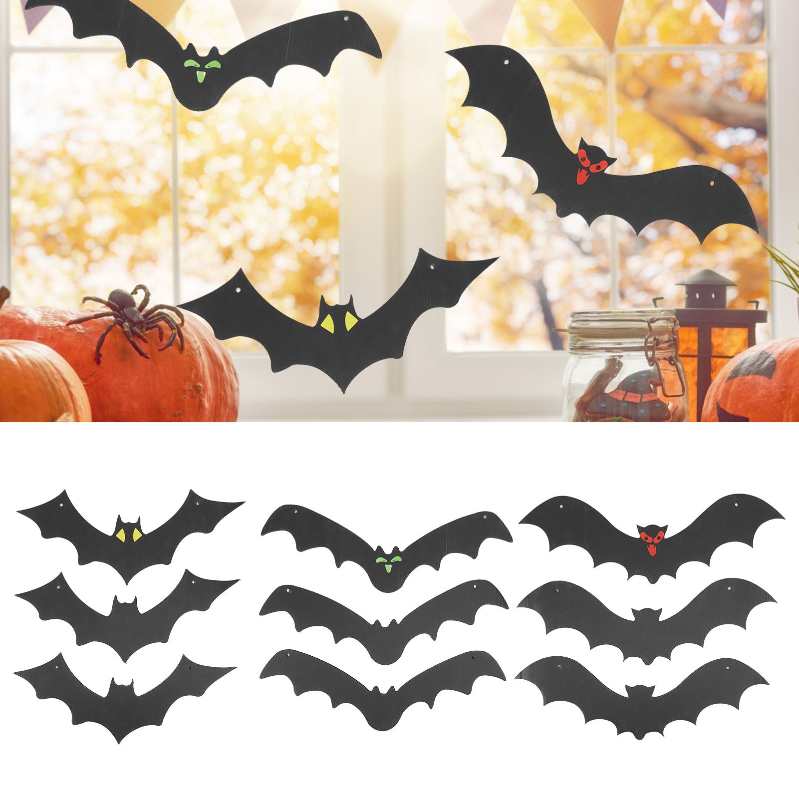 9 PCS Hanging Bats Decoration Courtyard Halloween Party Festival Flying Bats view 11