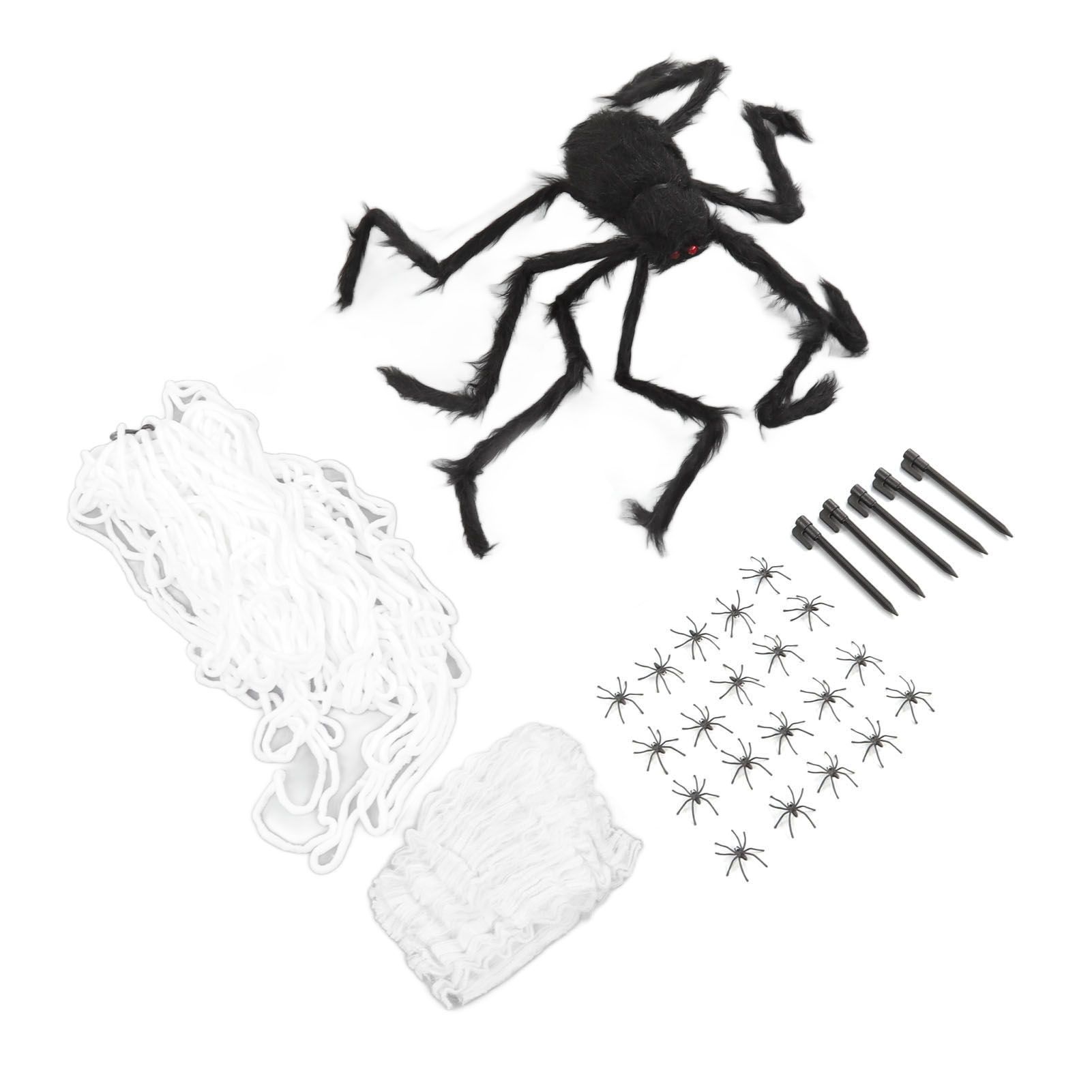 Cobweb and Spider Terror Decoration Soft with 40g Cotton White and Black