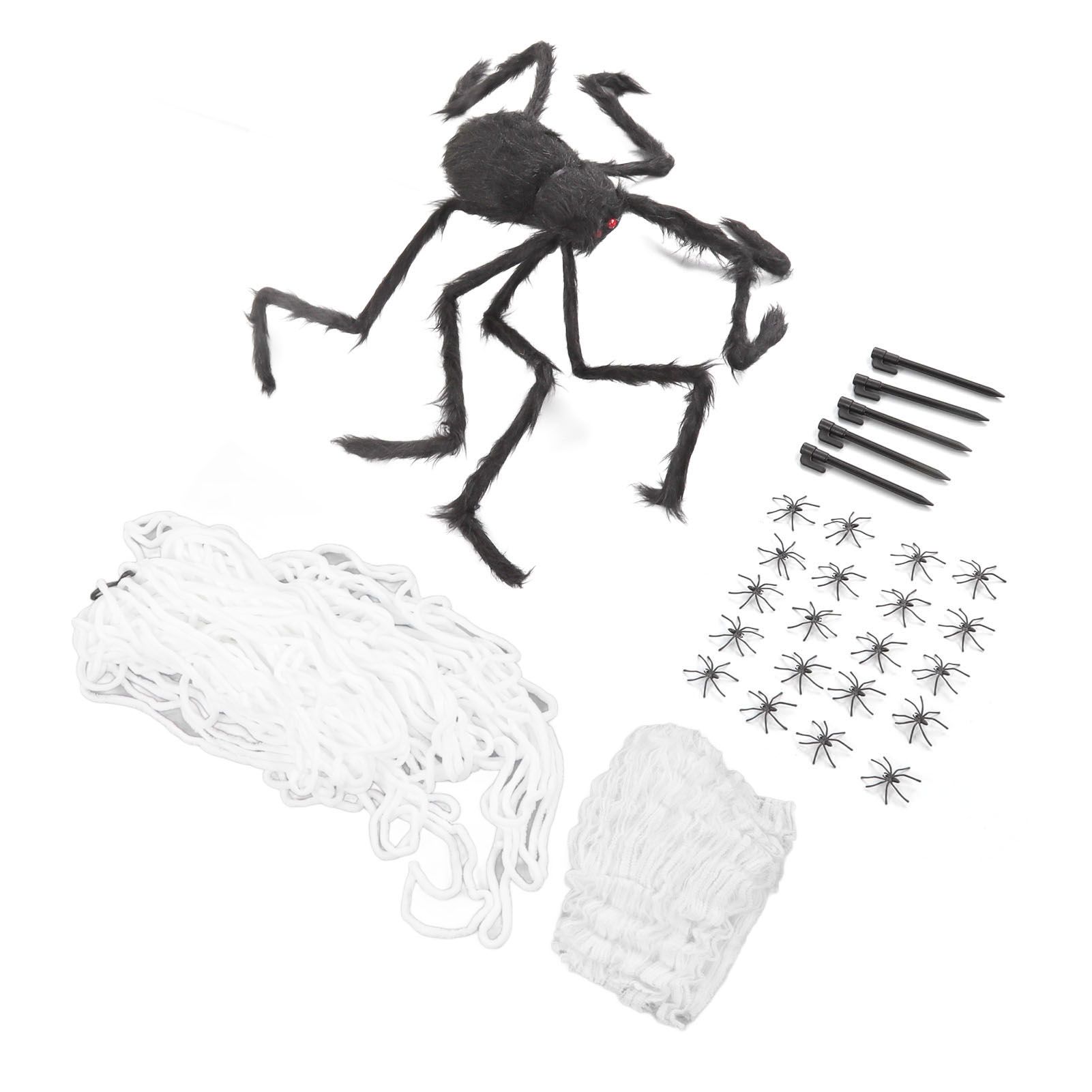 Cobweb and Spider Terror Decoration Soft with 40g Cotton White and Black view 2