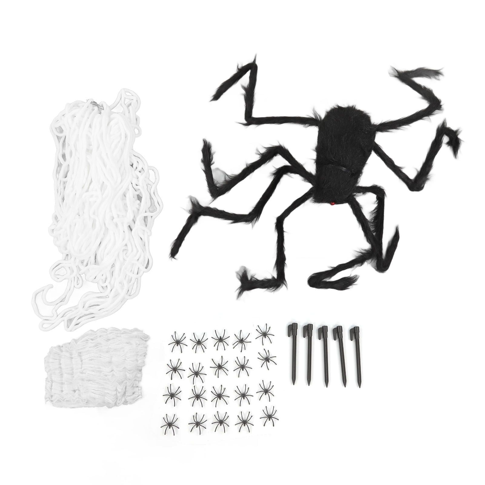 Cobweb and Spider Terror Decoration Soft with 40g Cotton White and Black view 3