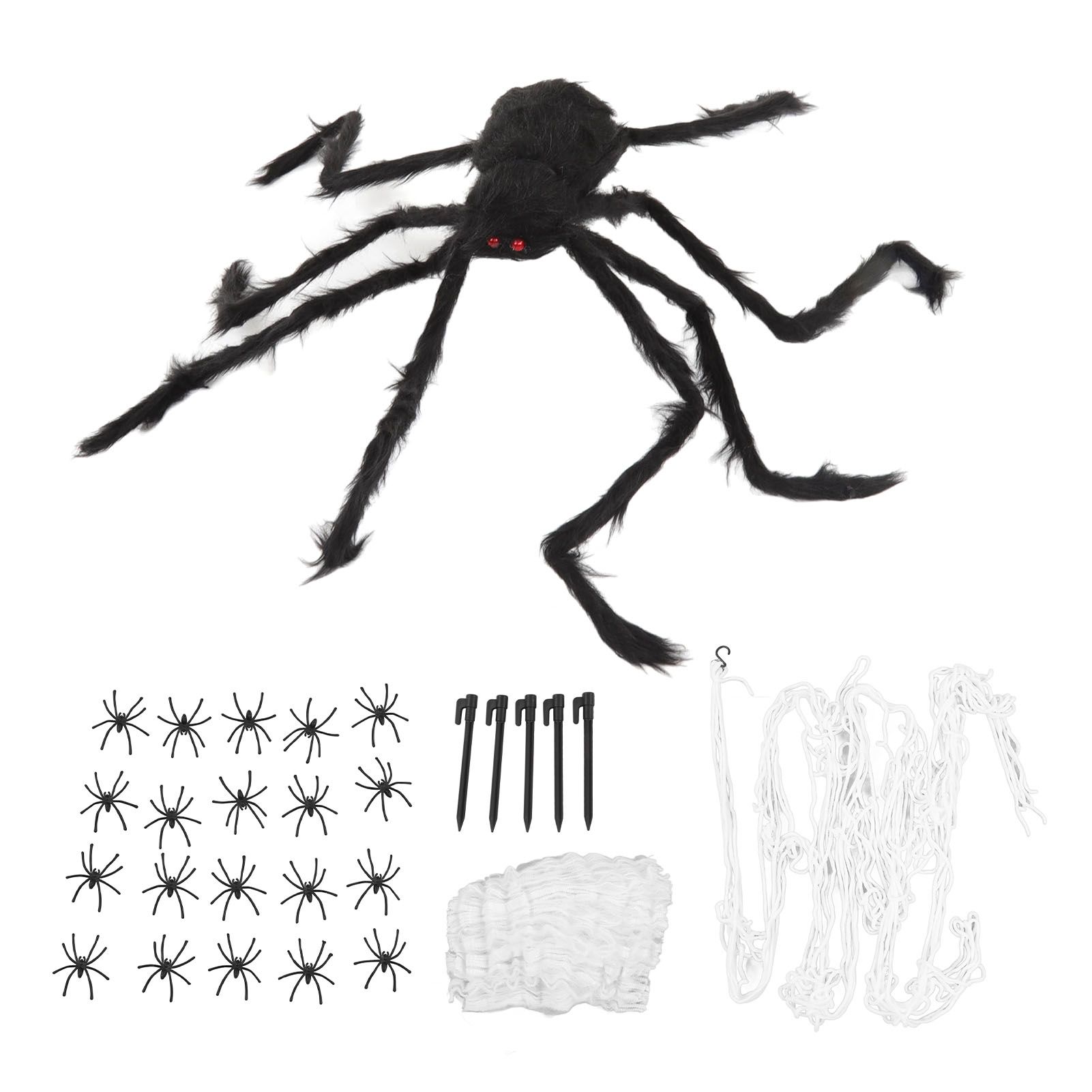 Cobweb and Spider Terror Decoration Soft with 40g Cotton White and Black view 6