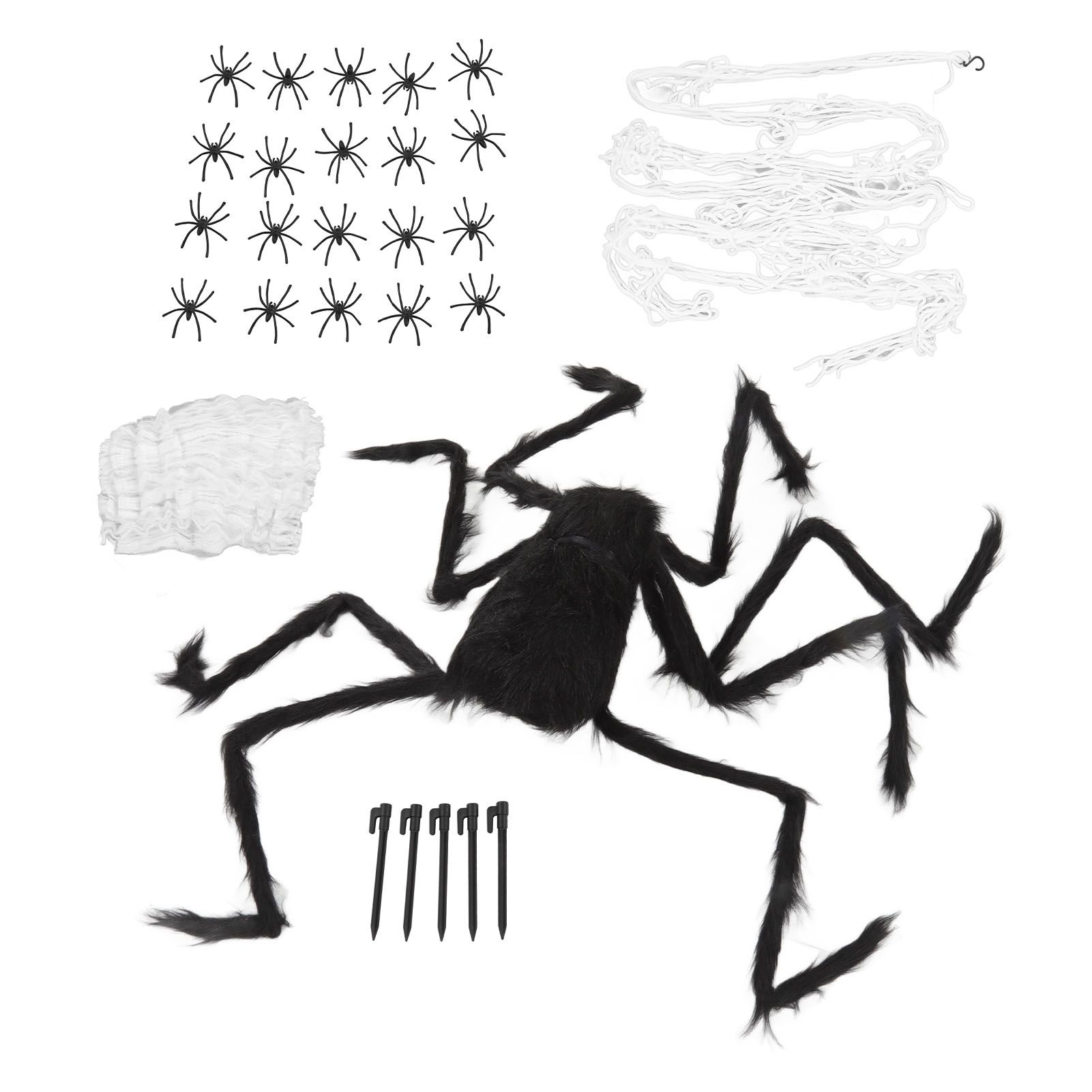 Cobweb and Spider Terror Decoration Soft with 40g Cotton White and Black view 7