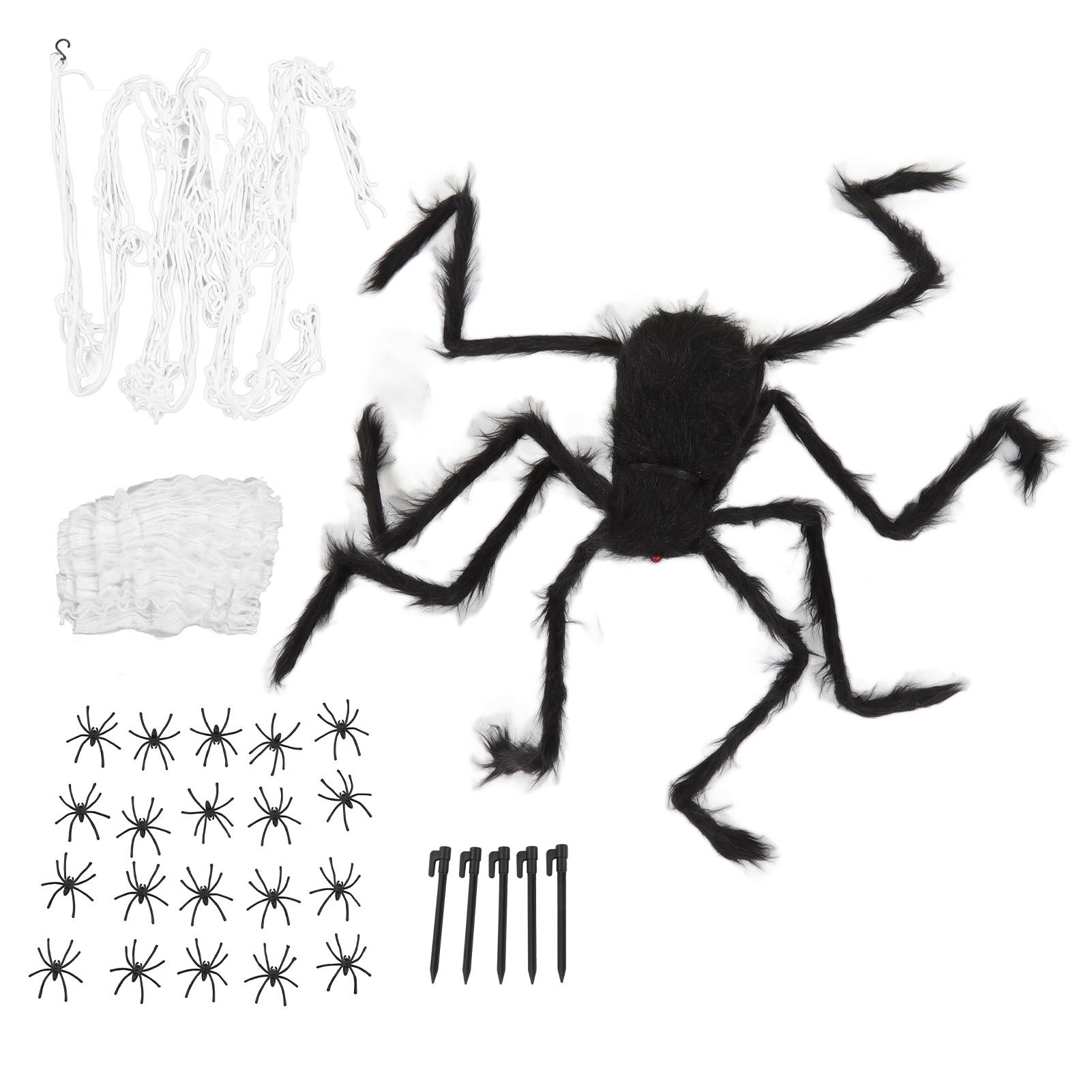 Cobweb and Spider Terror Decoration Soft with 40g Cotton White and Black view 8