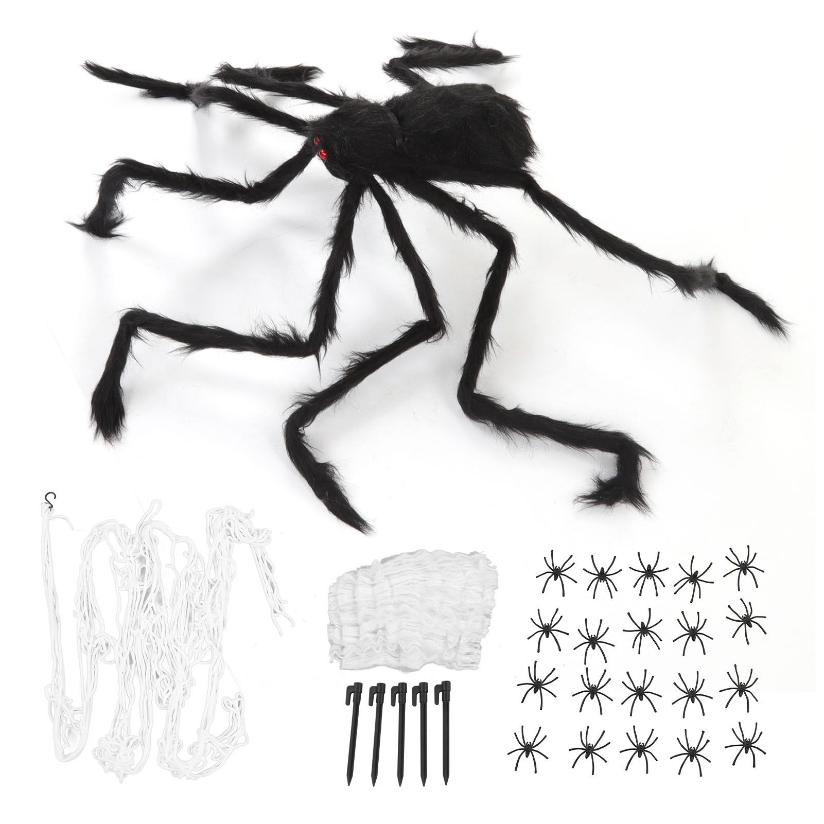 Cobweb and Spider Terror Decoration Soft with 40g Cotton White and Black view 9