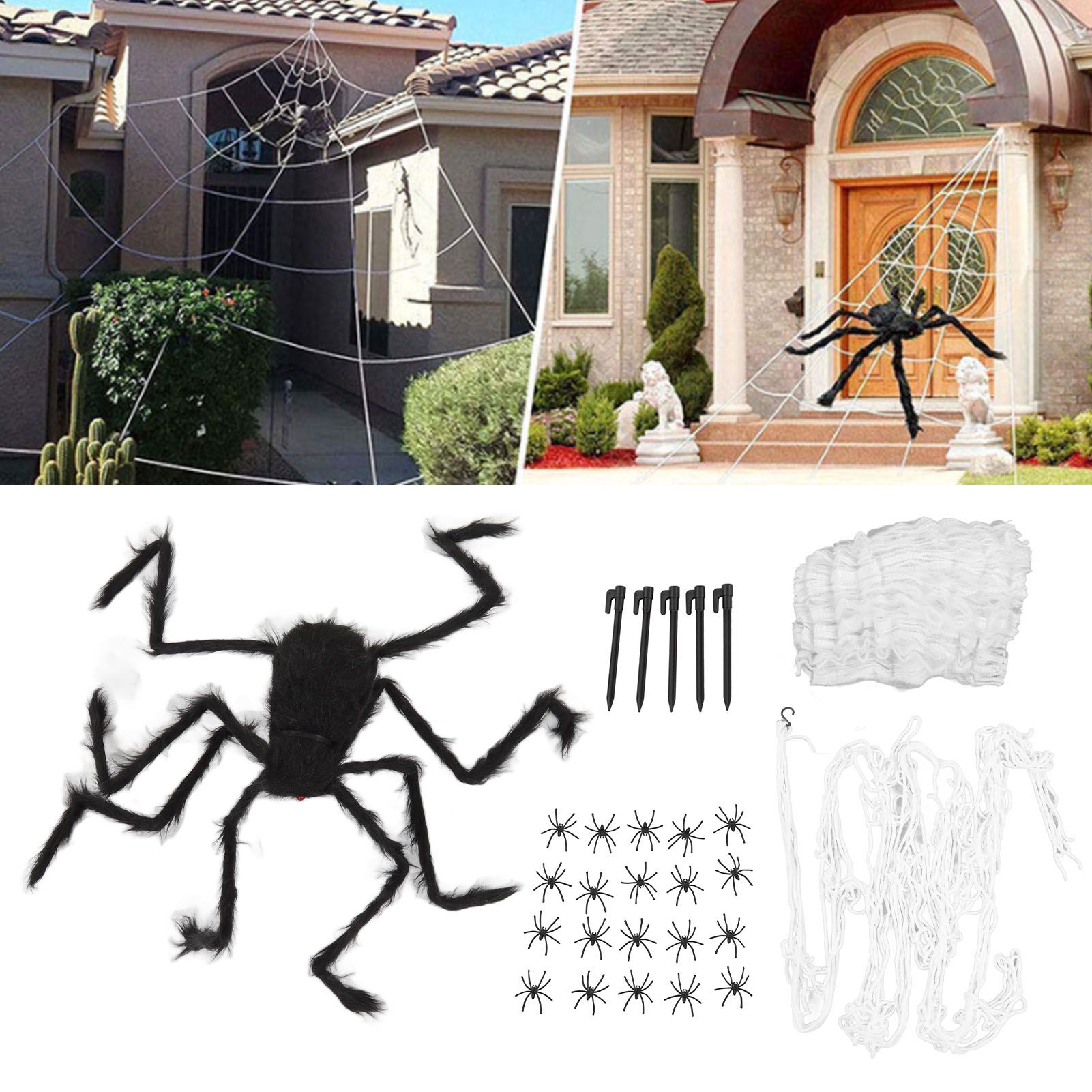 Cobweb and Spider Terror Decoration Soft with 40g Cotton White and Black view 11