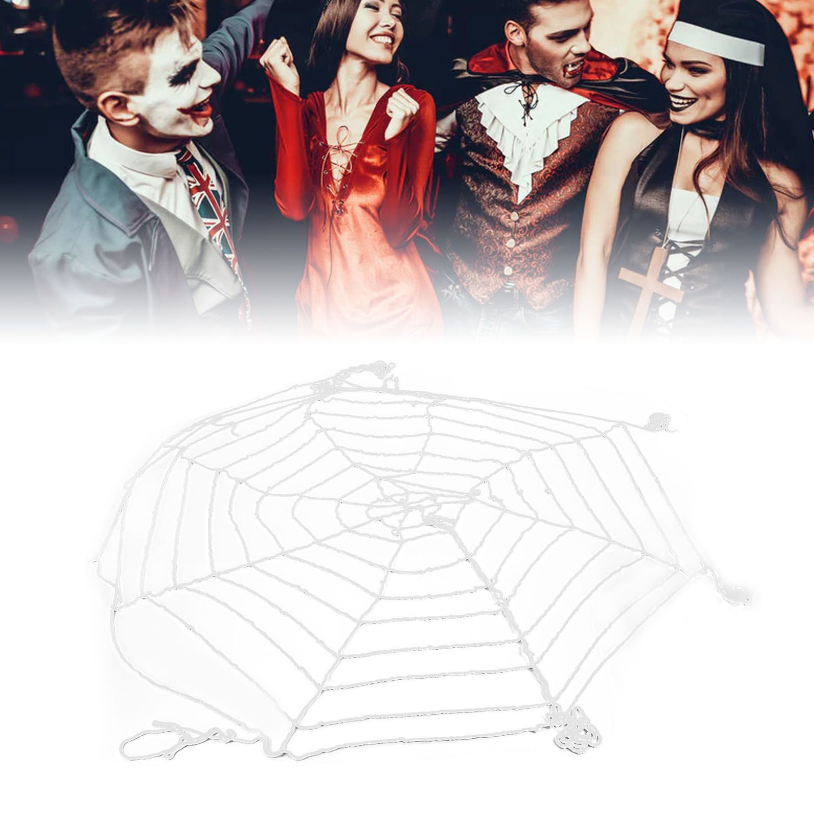 3.6m Spider Web Halloween Decorations White Round Net Spooky Cobwebs for view 11