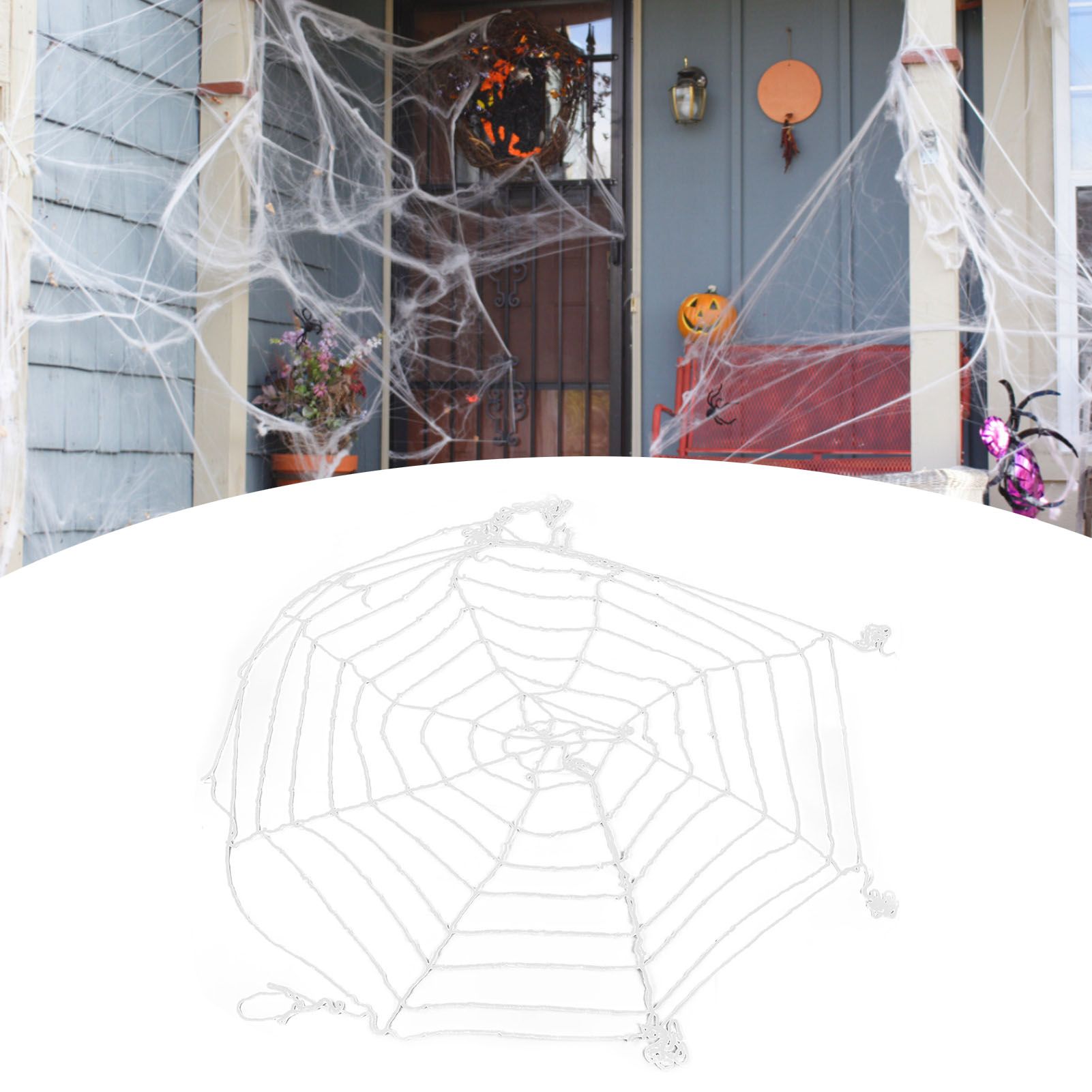3.6m Spider Web Halloween Decorations White Round Net Spooky Cobwebs for view 12