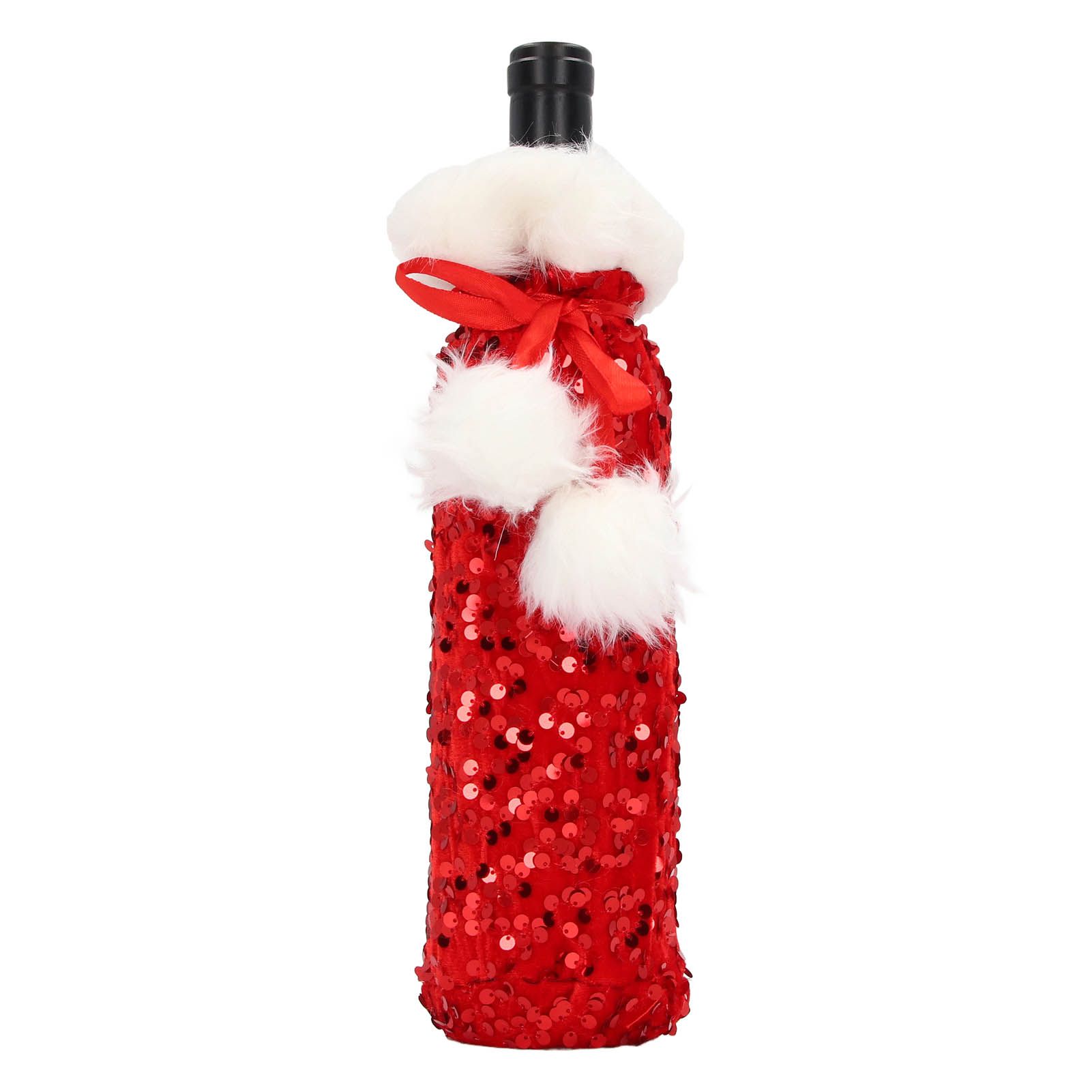Christmas Wine Bottle Cover Beautiful Shiny Sequin Cloth Decorative Bottle view 2