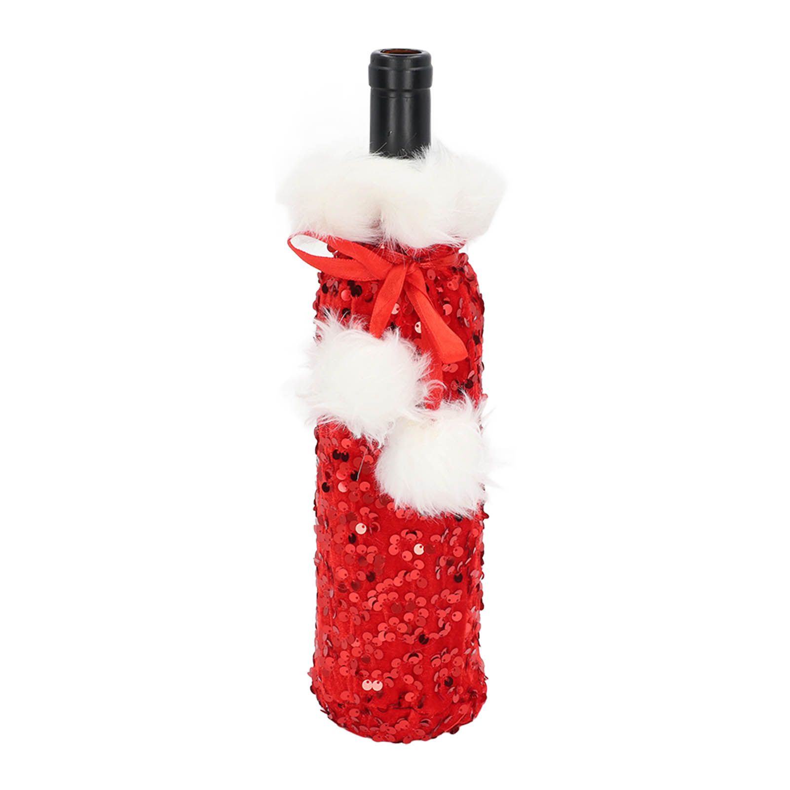 Christmas Wine Bottle Cover Beautiful Shiny Sequin Cloth Decorative Bottle view 5