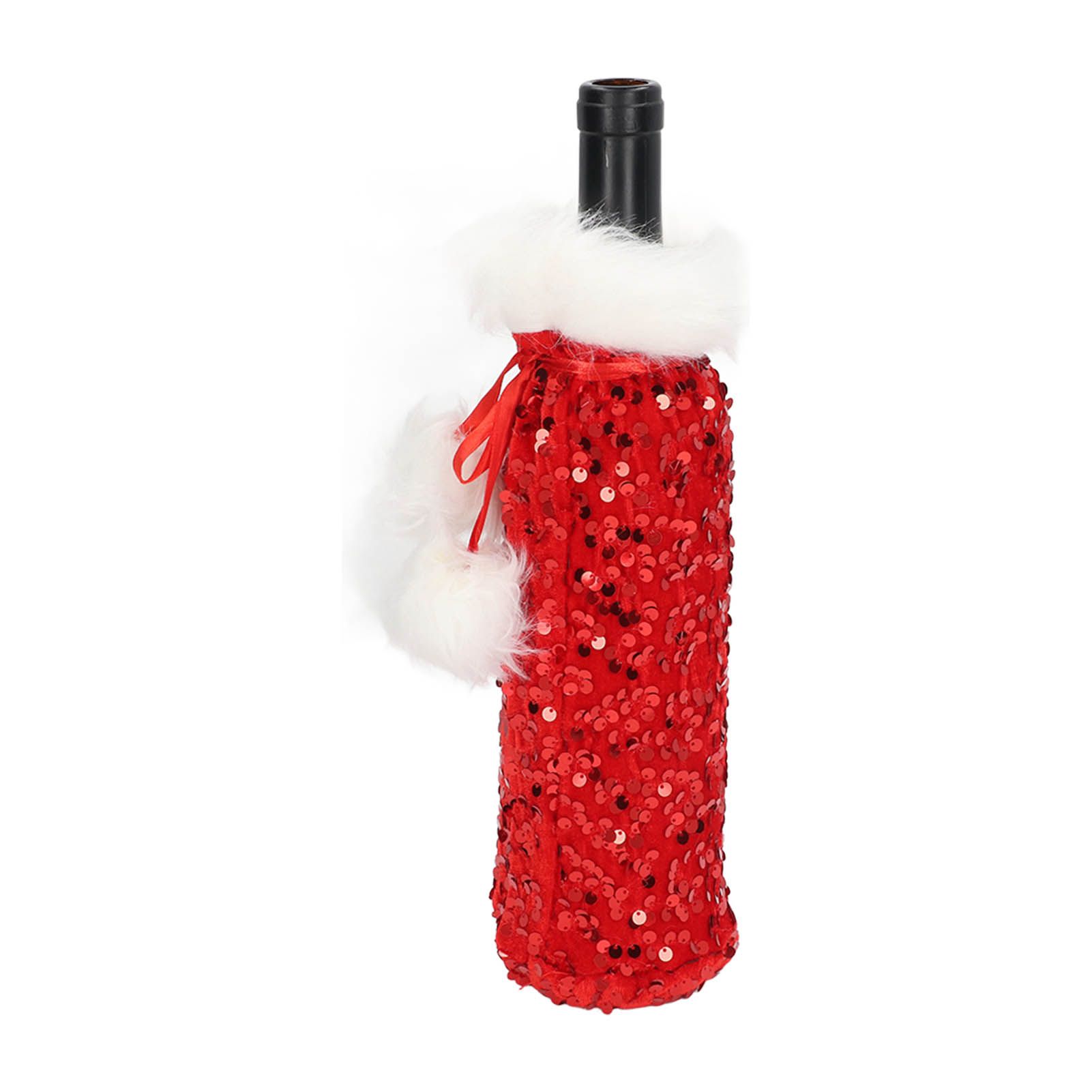 Christmas Wine Bottle Cover Beautiful Shiny Sequin Cloth Decorative Bottle view 9