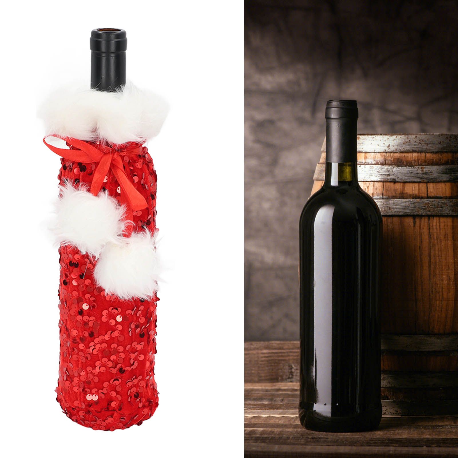 Christmas Wine Bottle Cover Beautiful Shiny Sequin Cloth Decorative Bottle view 12