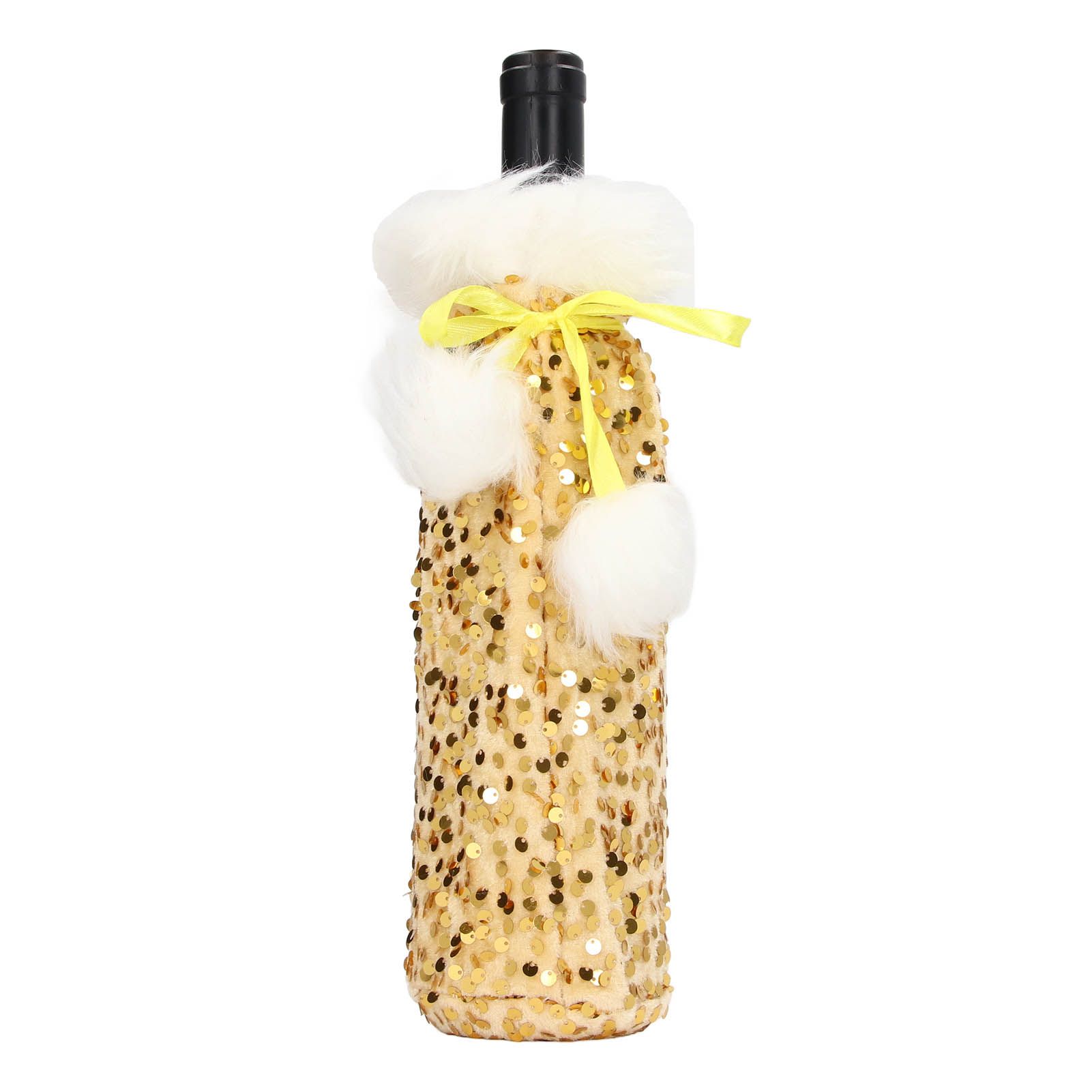 Christmas Wine Bottle Cover Beautiful Shiny Sequin Cloth Decorative Bottle view 2