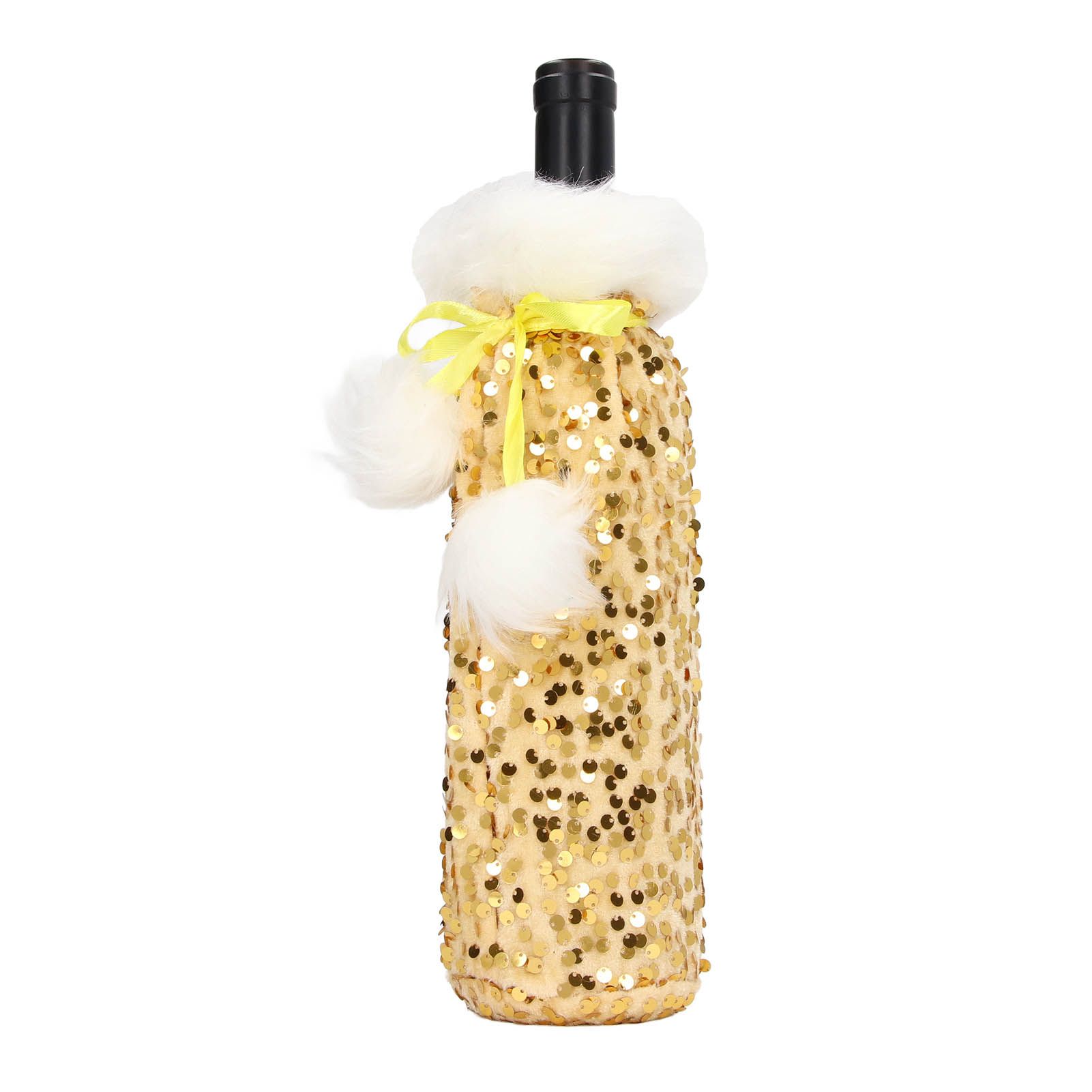 Christmas Wine Bottle Cover Beautiful Shiny Sequin Cloth Decorative Bottle view 5