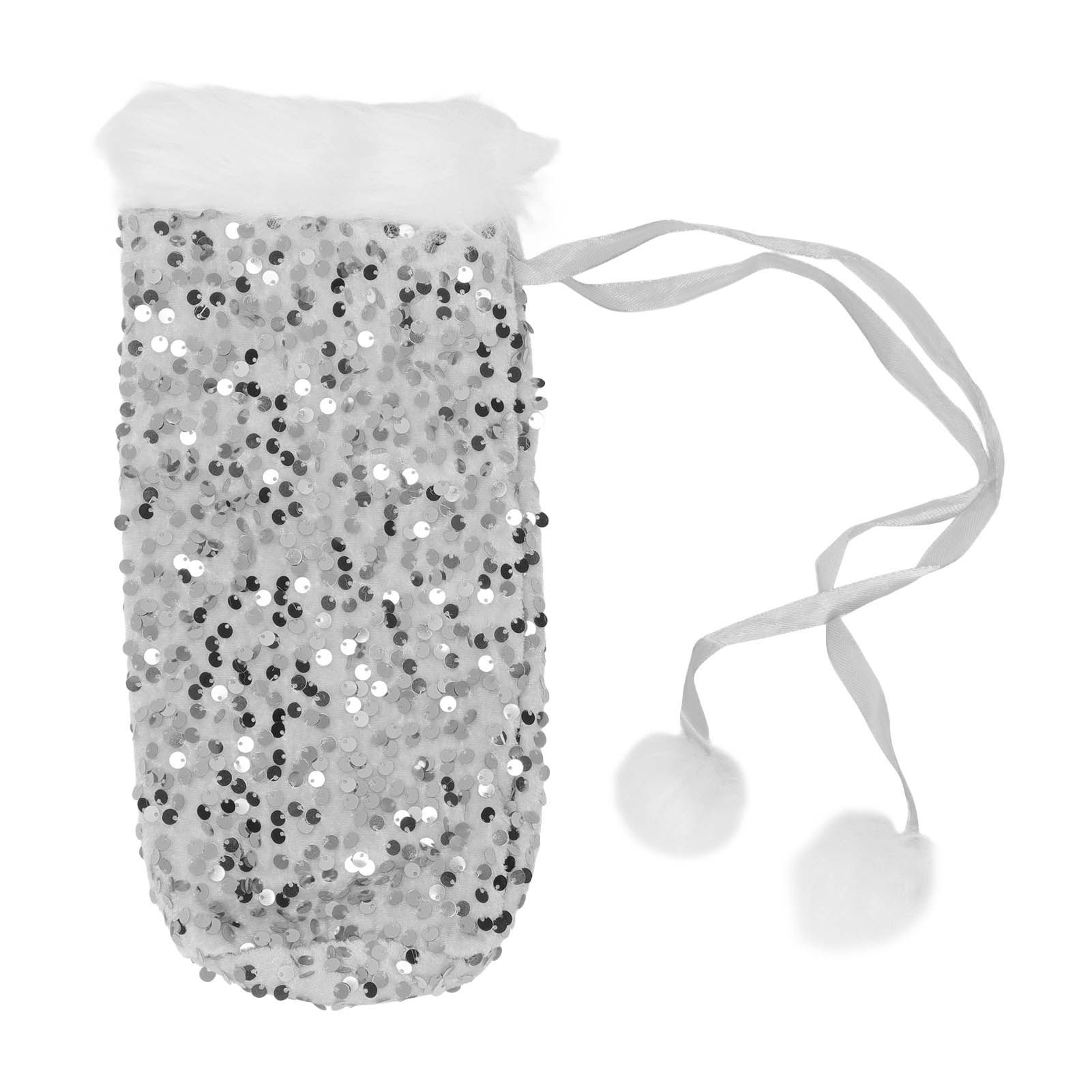 Christmas Wine Bottle Cover Beautiful Shiny Sequin Cloth Decorative Bottle