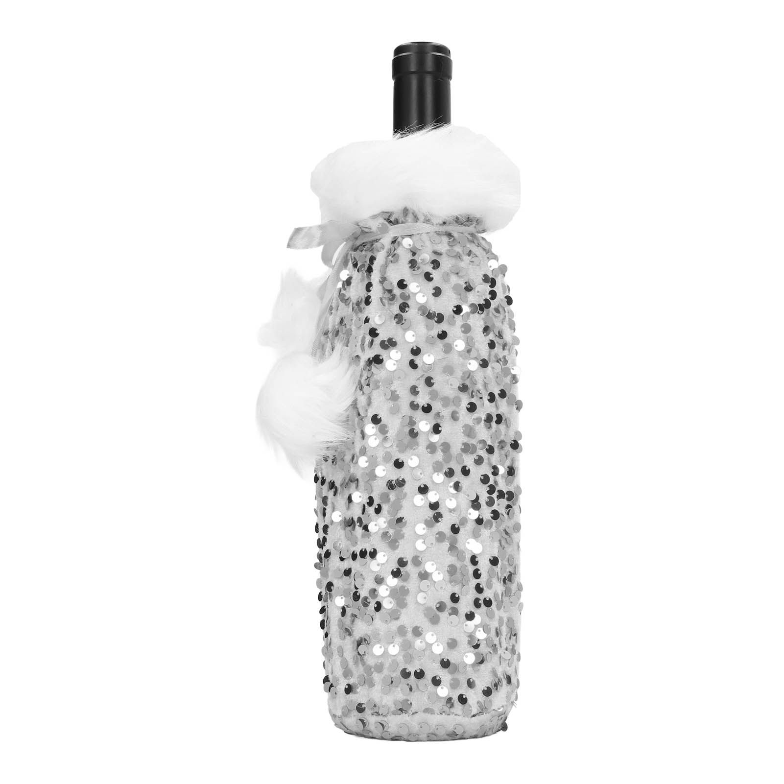 Christmas Wine Bottle Cover Beautiful Shiny Sequin Cloth Decorative Bottle view 9
