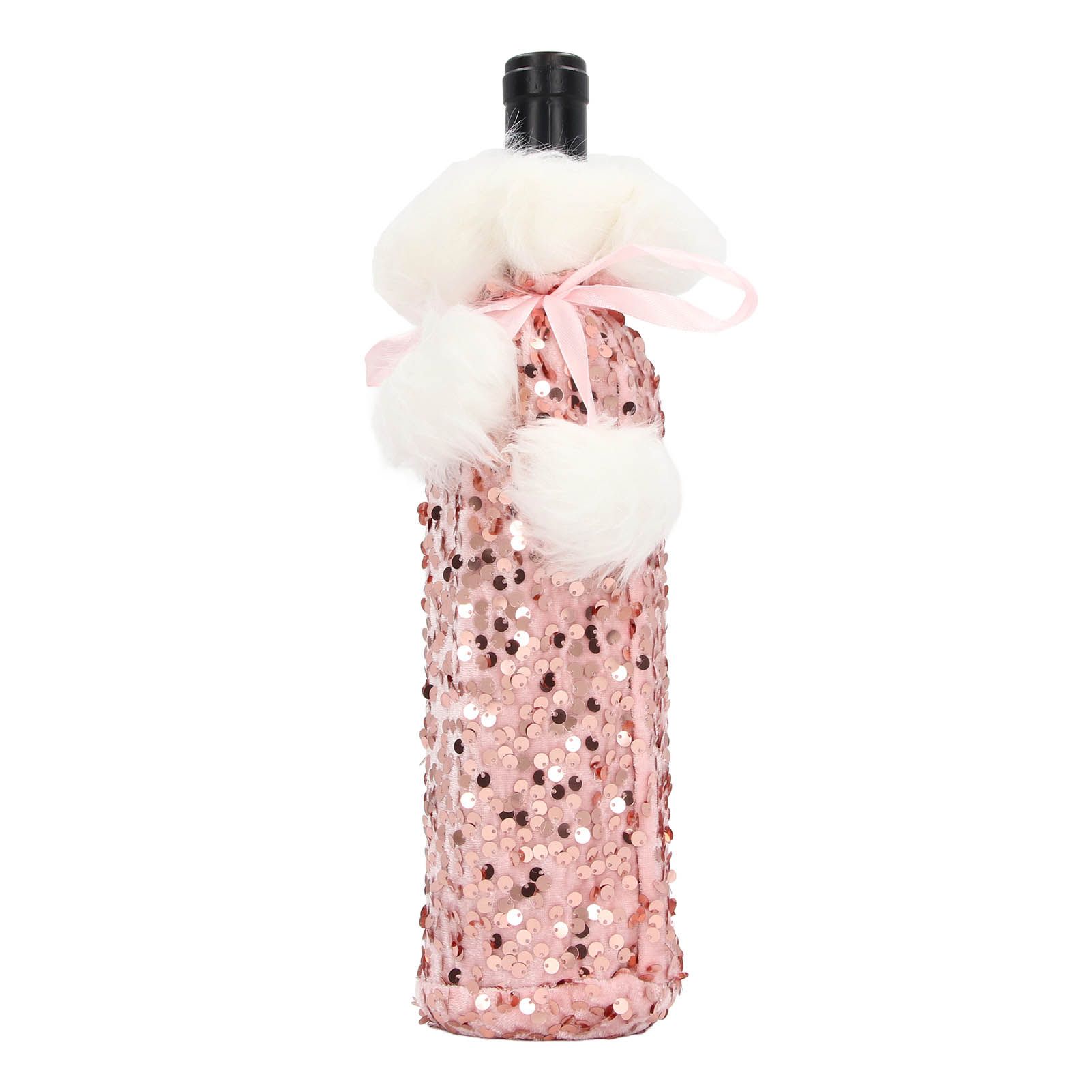Christmas Wine Bottle Cover Beautiful Shiny Sequin Cloth Decorative Bottle view 2