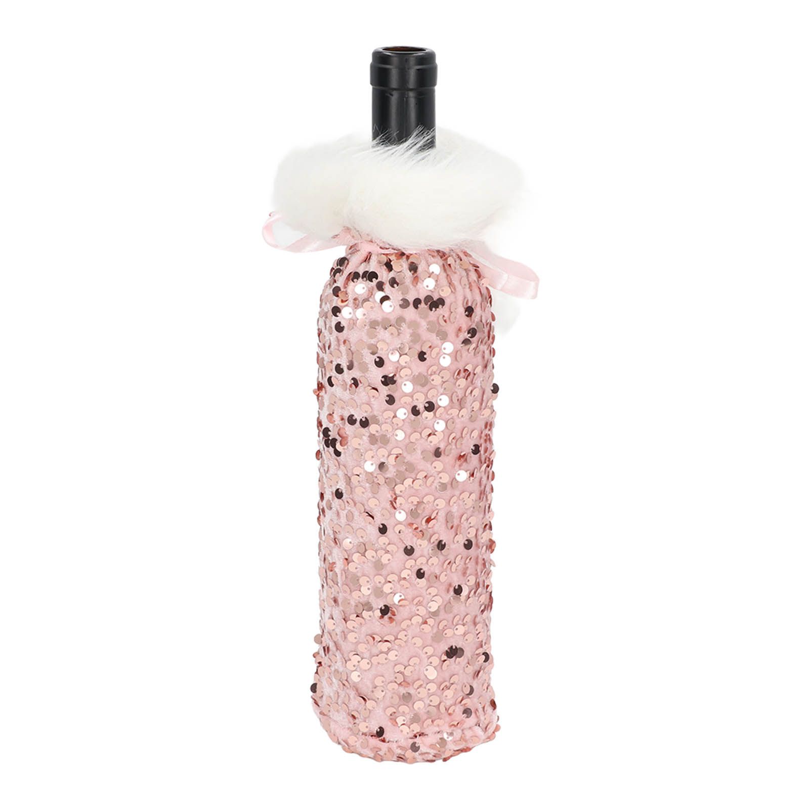 Christmas Wine Bottle Cover Beautiful Shiny Sequin Cloth Decorative Bottle view 10