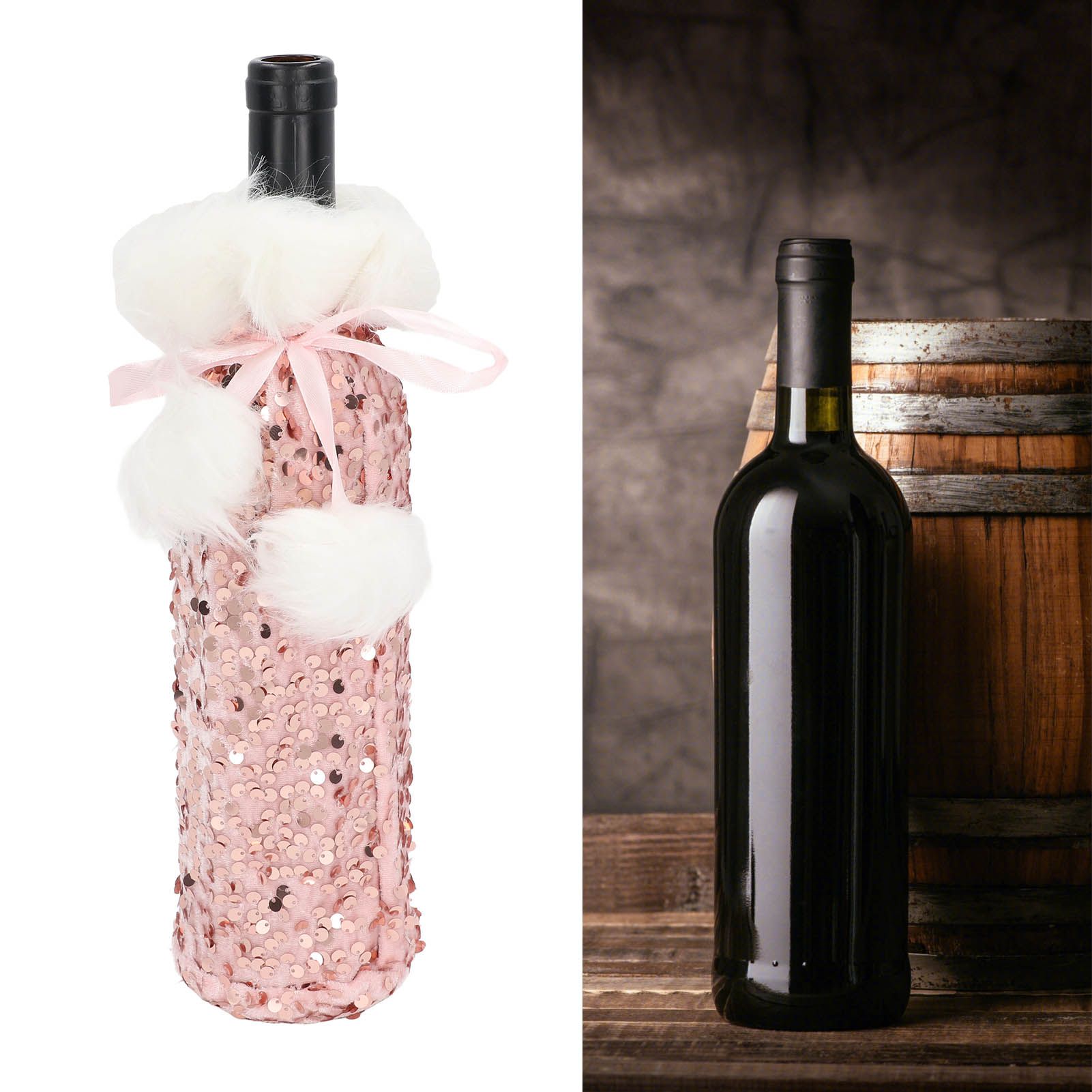 Christmas Wine Bottle Cover Beautiful Shiny Sequin Cloth Decorative Bottle view 12