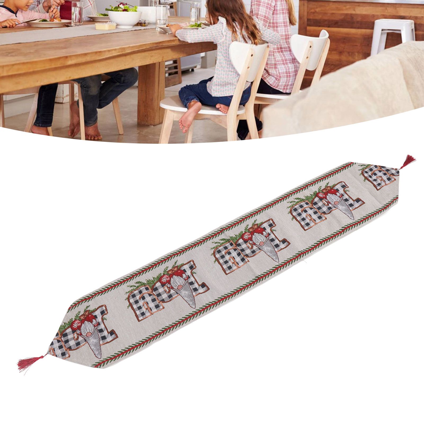 Christmas Table Runner Reusable Washable 1.8m Long Knitted Fabric Table Runner view 11