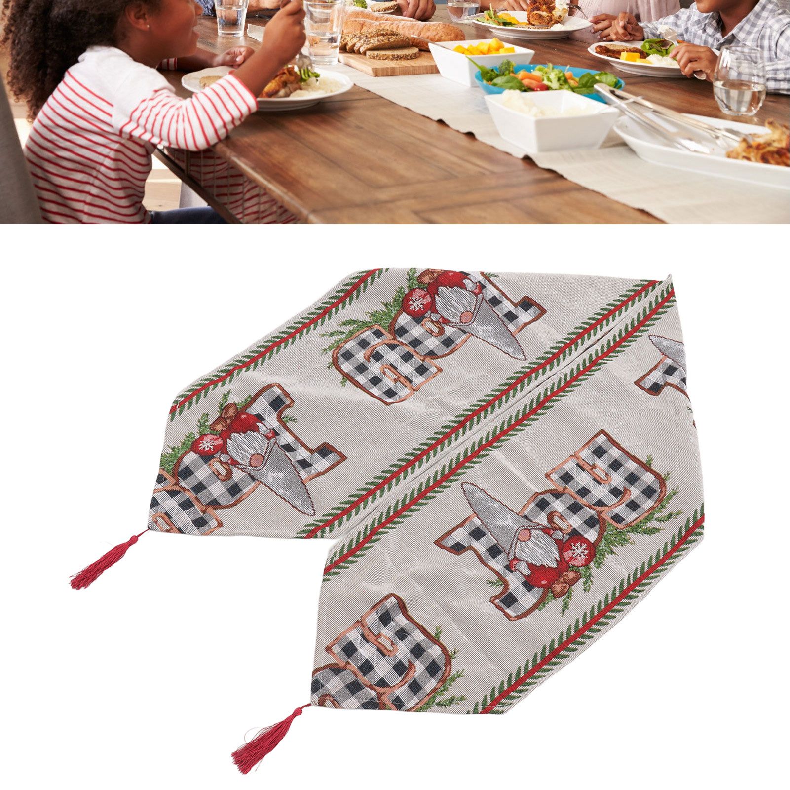 Christmas Table Runner Reusable Washable 1.8m Long Knitted Fabric Table Runner view 12