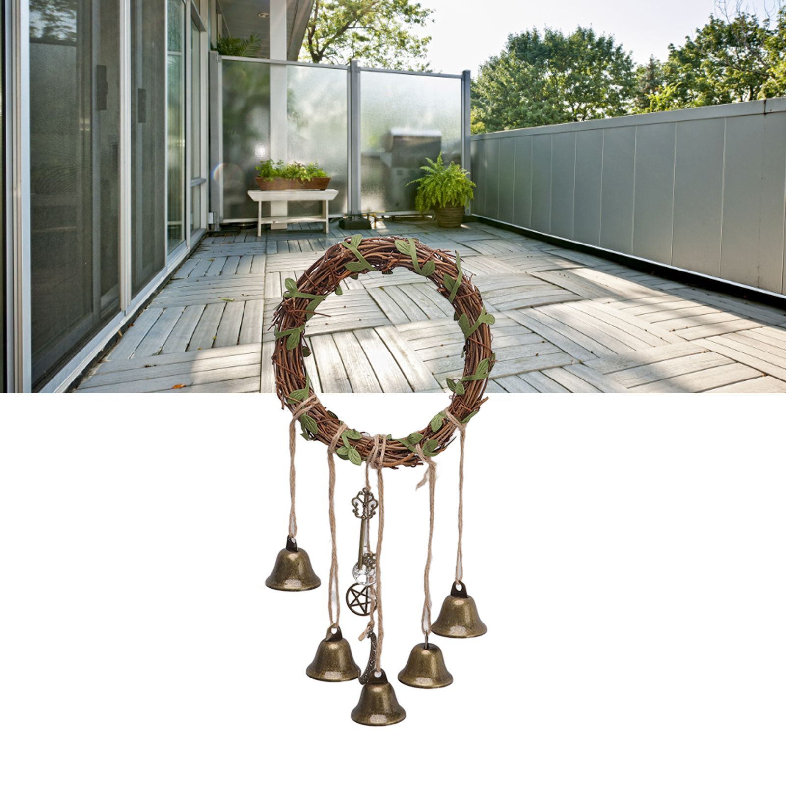 Hanging Witch Bell Handmade Decorative Witch Wind Chime with Meaningful view 11