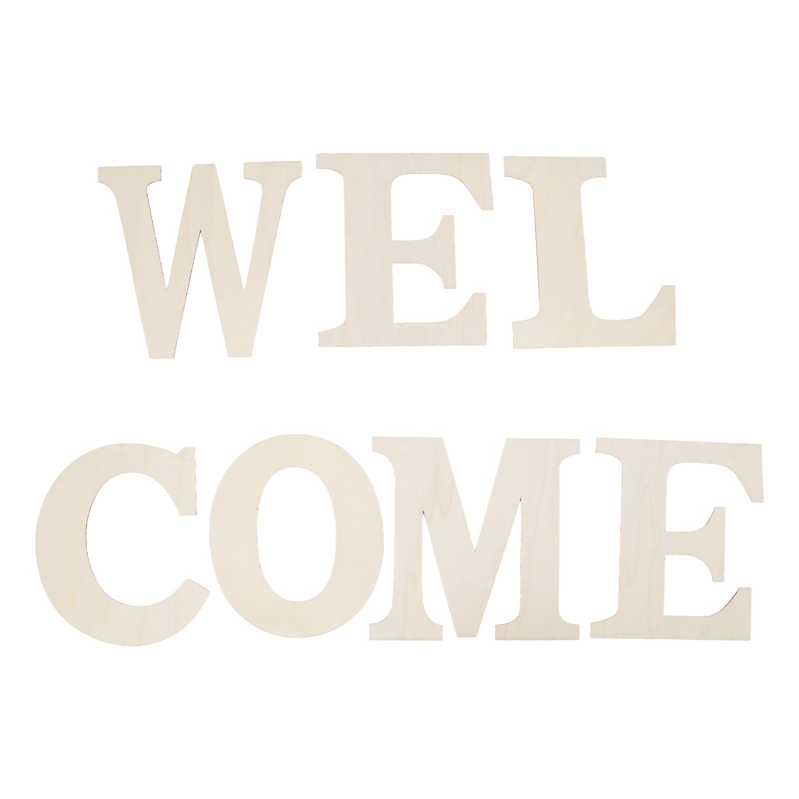 7PCS Welcome Sign Plywood 2mm Thickness Unpainted Welcome Decorative Letters