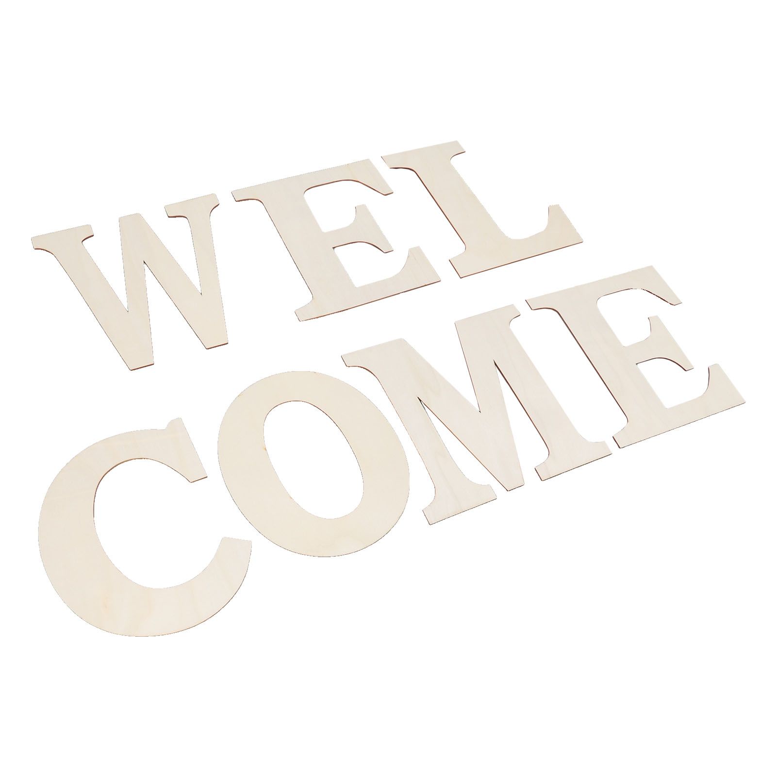 7PCS Welcome Sign Plywood 2mm Thickness Unpainted Welcome Decorative Letters view 2